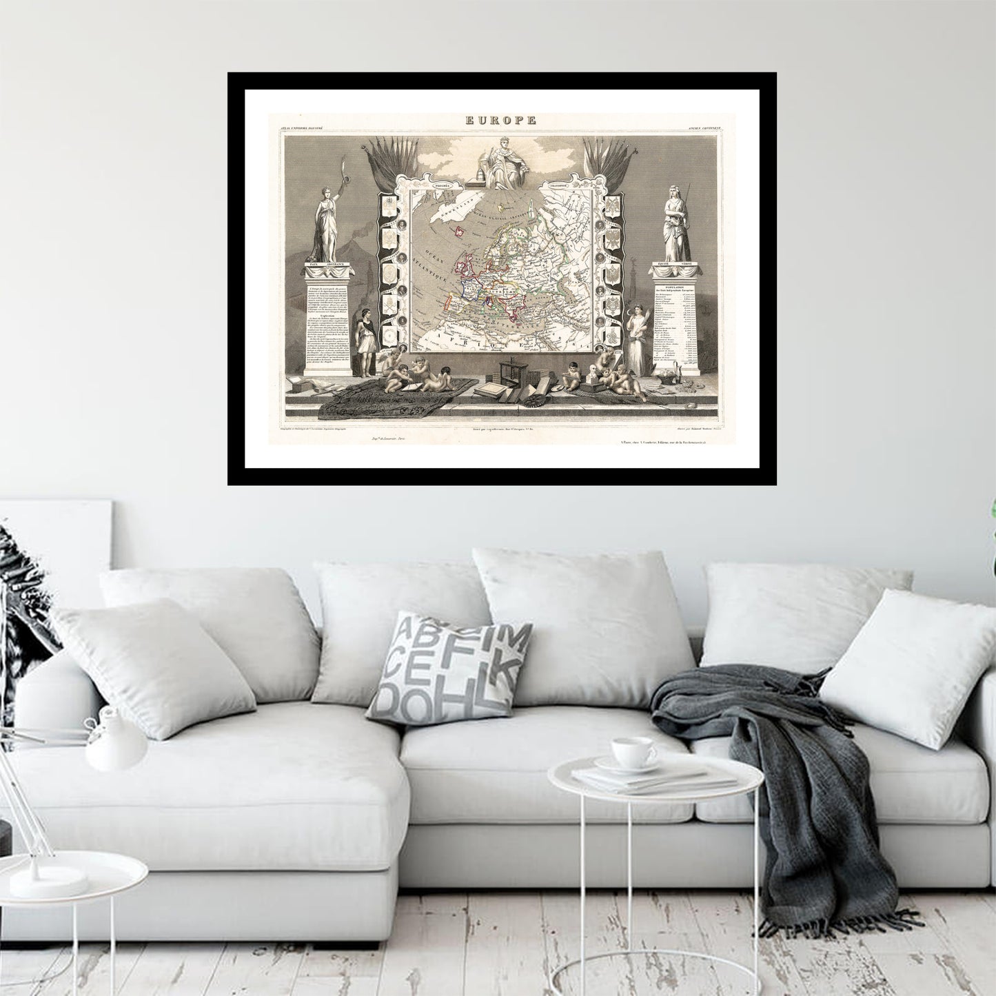 Antique map of Europe from 1852 - art print. Vintage poster from the old maps of Europe collection
