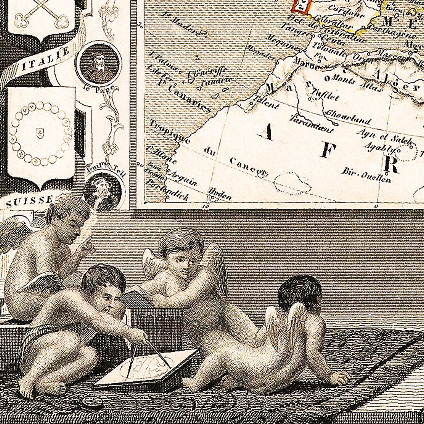 Antique map of Europe from 1852 - art print. Vintage poster from the old maps of Europe collection