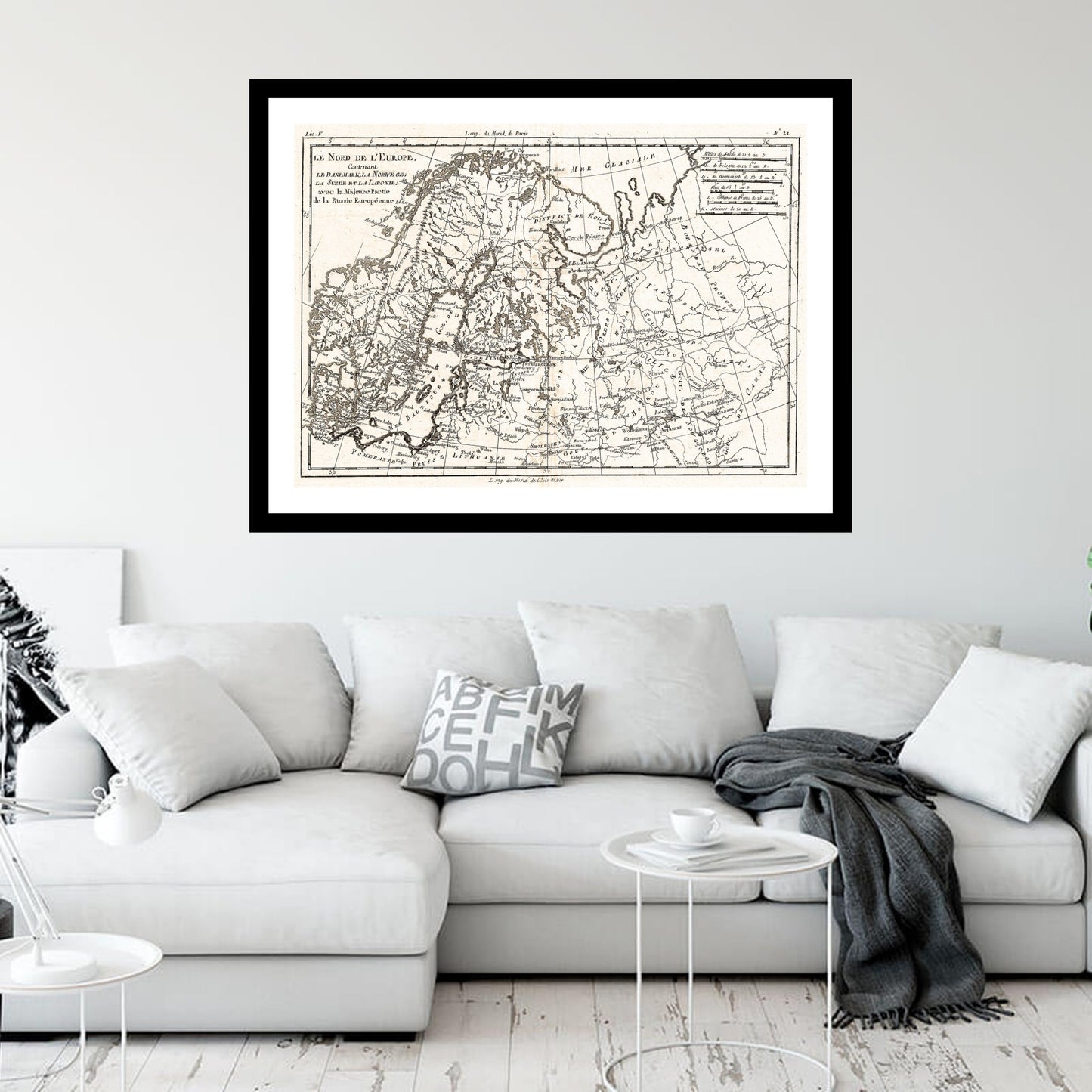 Antique map of Scandinavia from 1780 - art print. Vintage poster from the old maps of Scandinavia collection