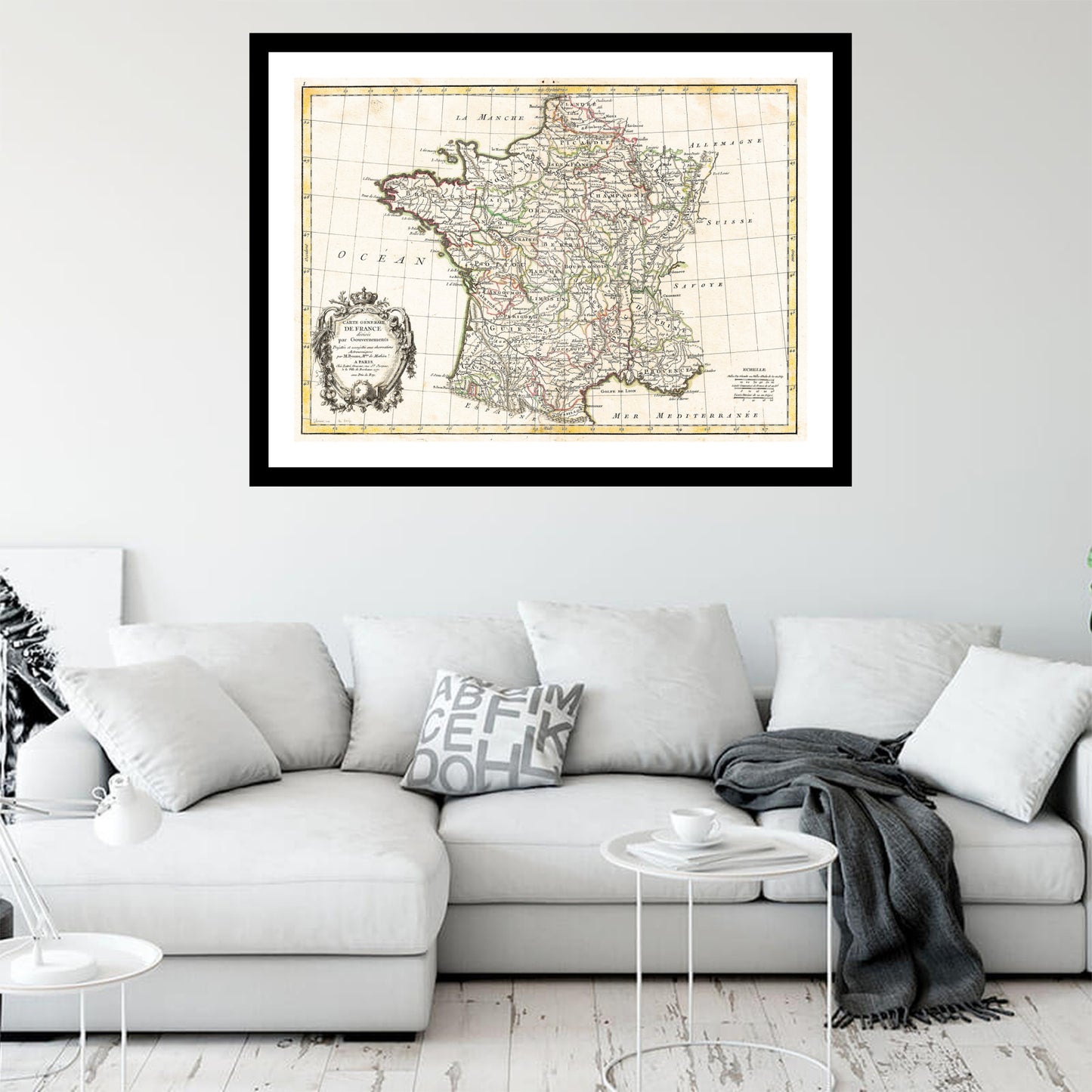 Antique map of France from 1771 - art print. Vintage poster from the old maps of France collection