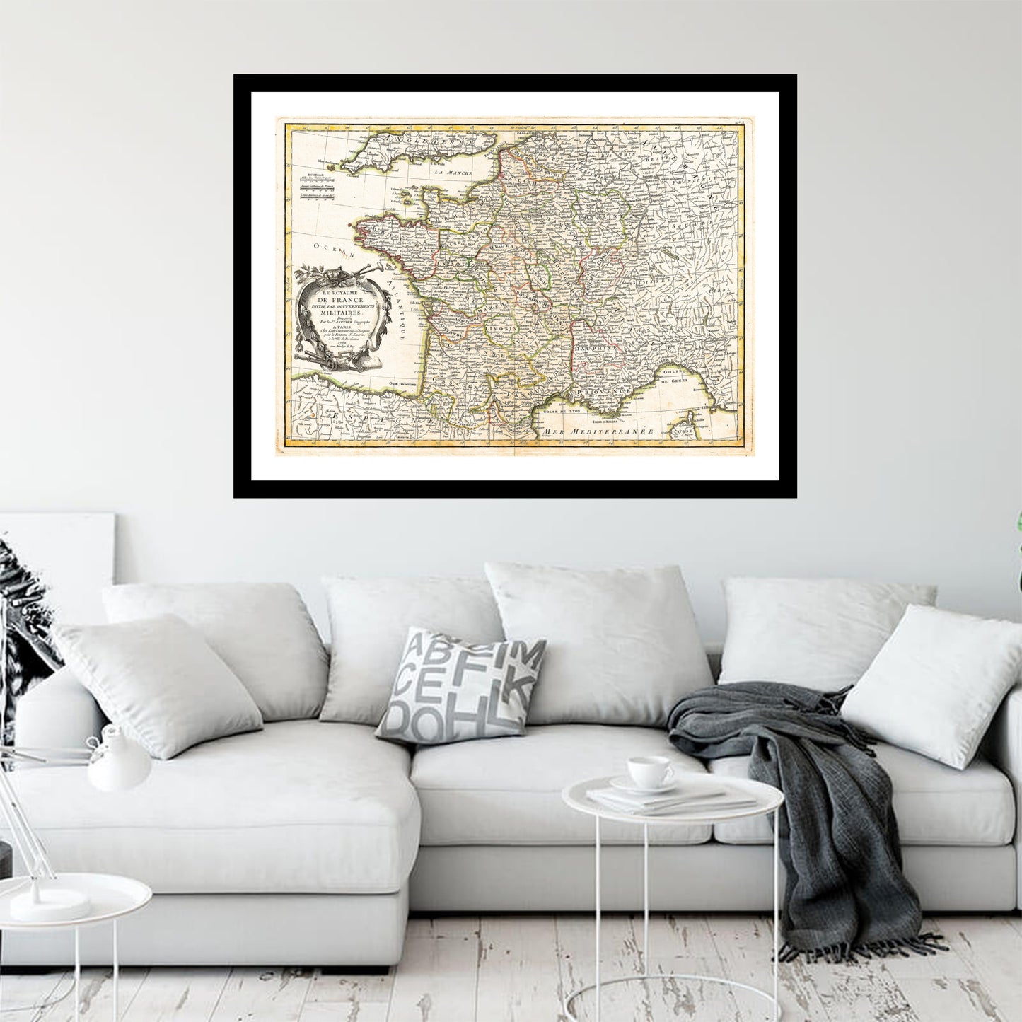 Antique map of France from 1762 - art print. Vintage poster from the old maps of France collection