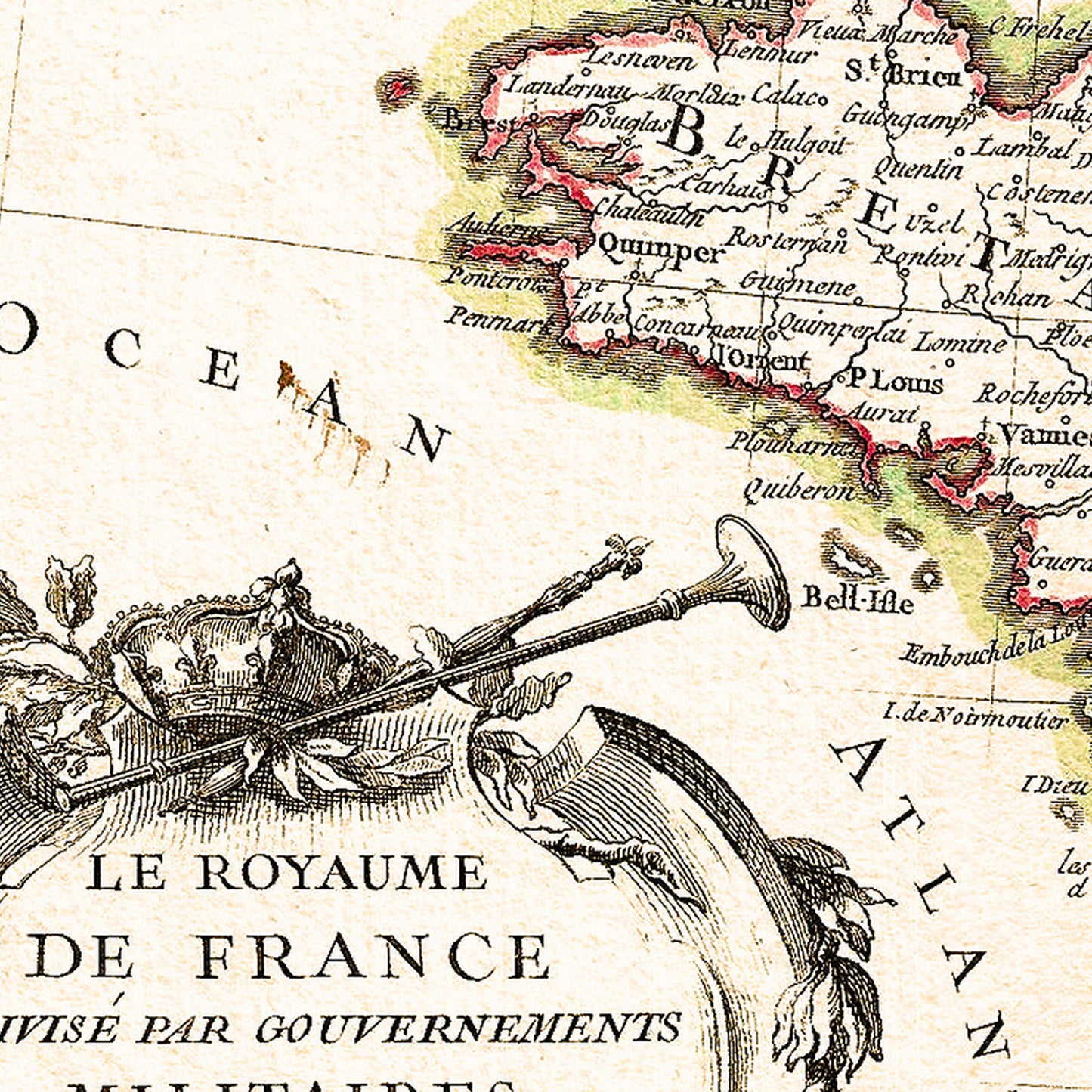 France 1762 - Old Antique Map - Art Print