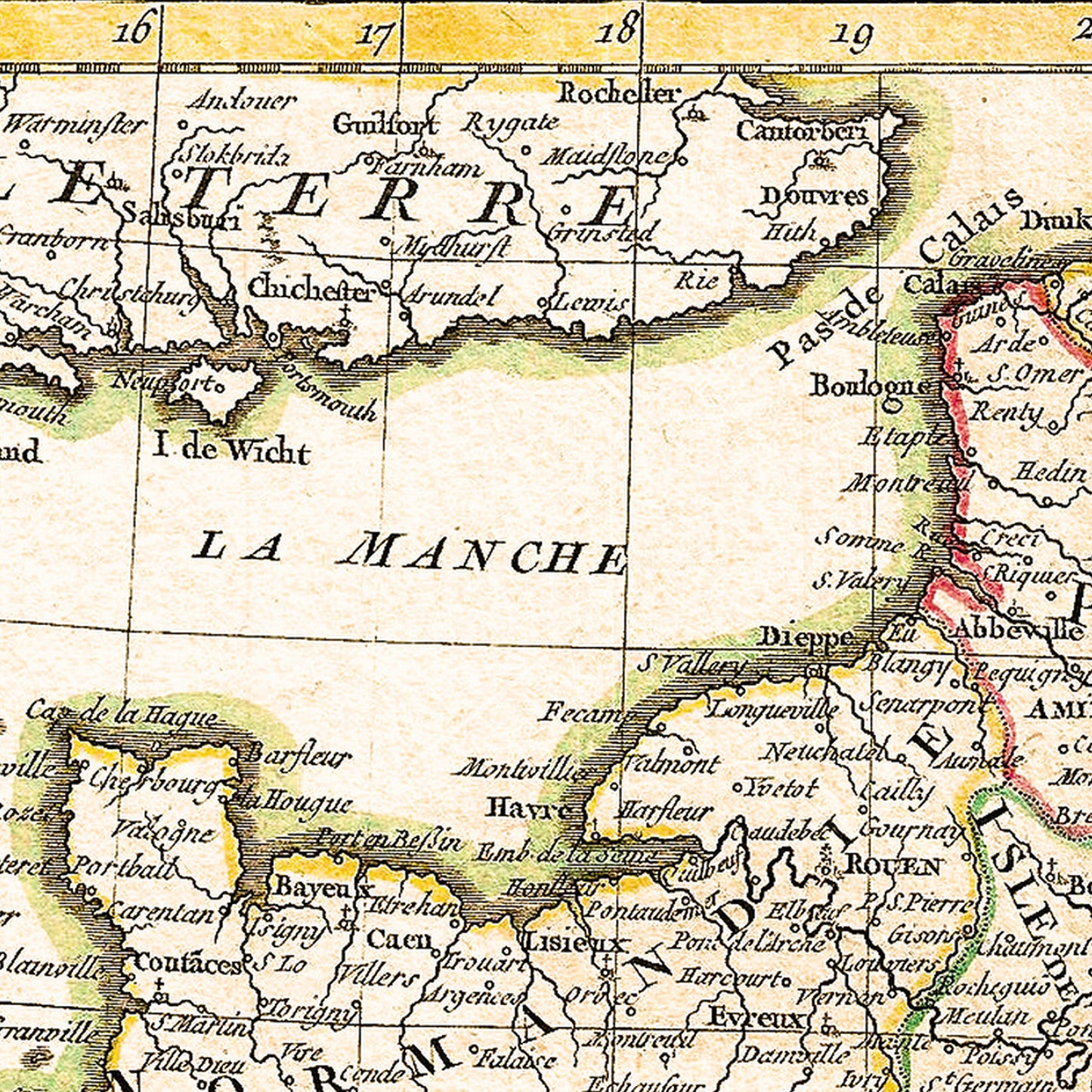 France 1762 - Old Antique Map - Art Print