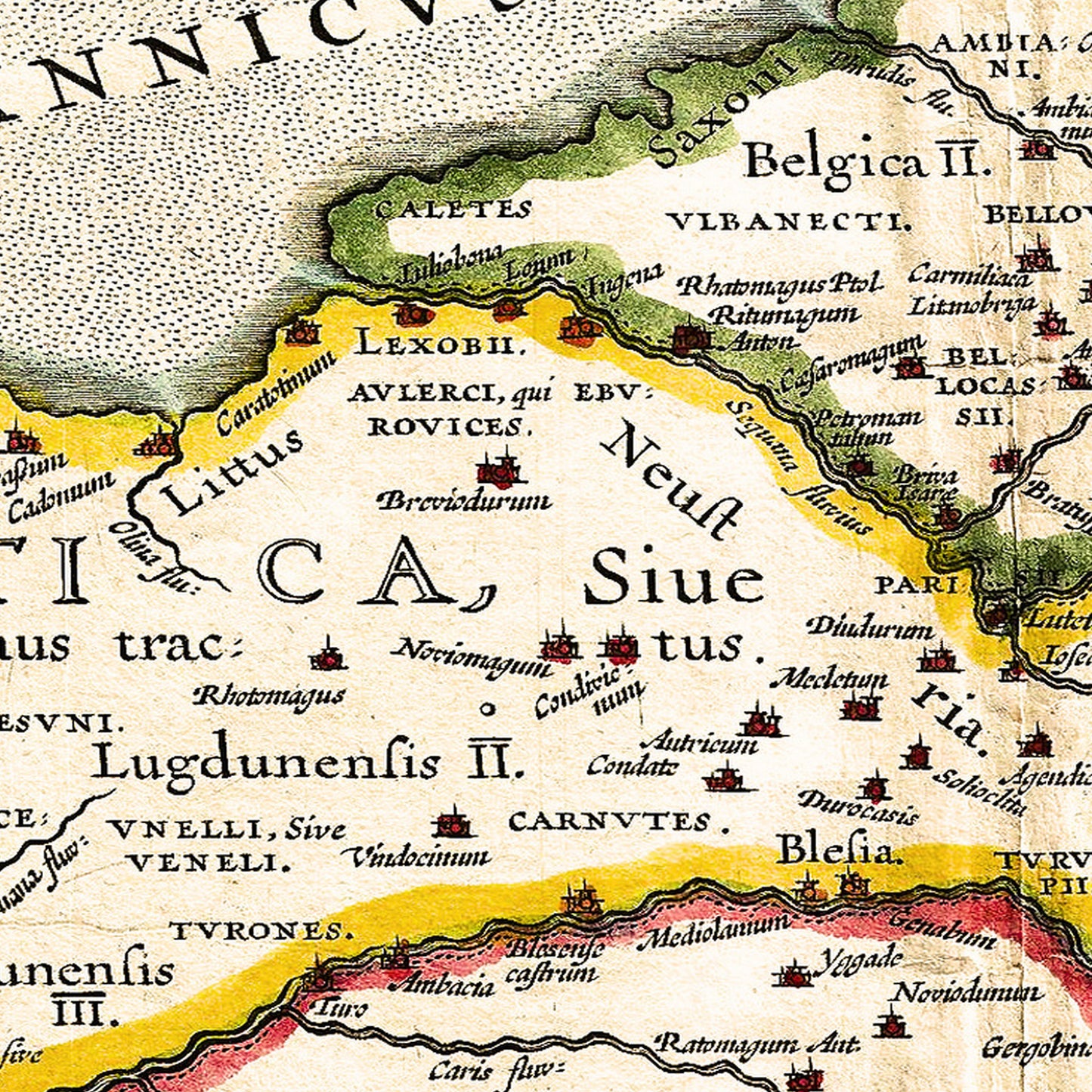 France 1657 - Old Antique Map - Art Print