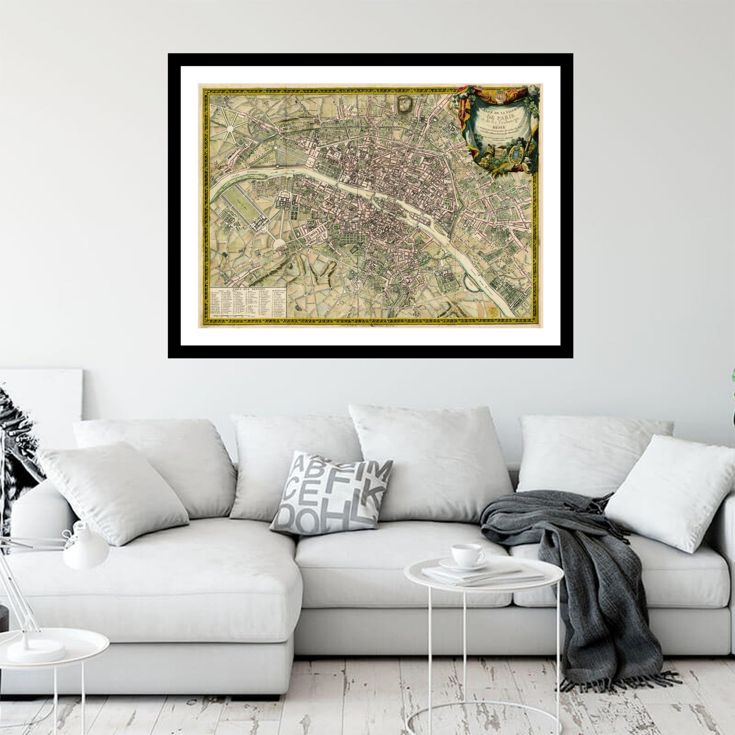 Antique map of Paris from 1765 - art print. Vintage poster from the old maps of France collection