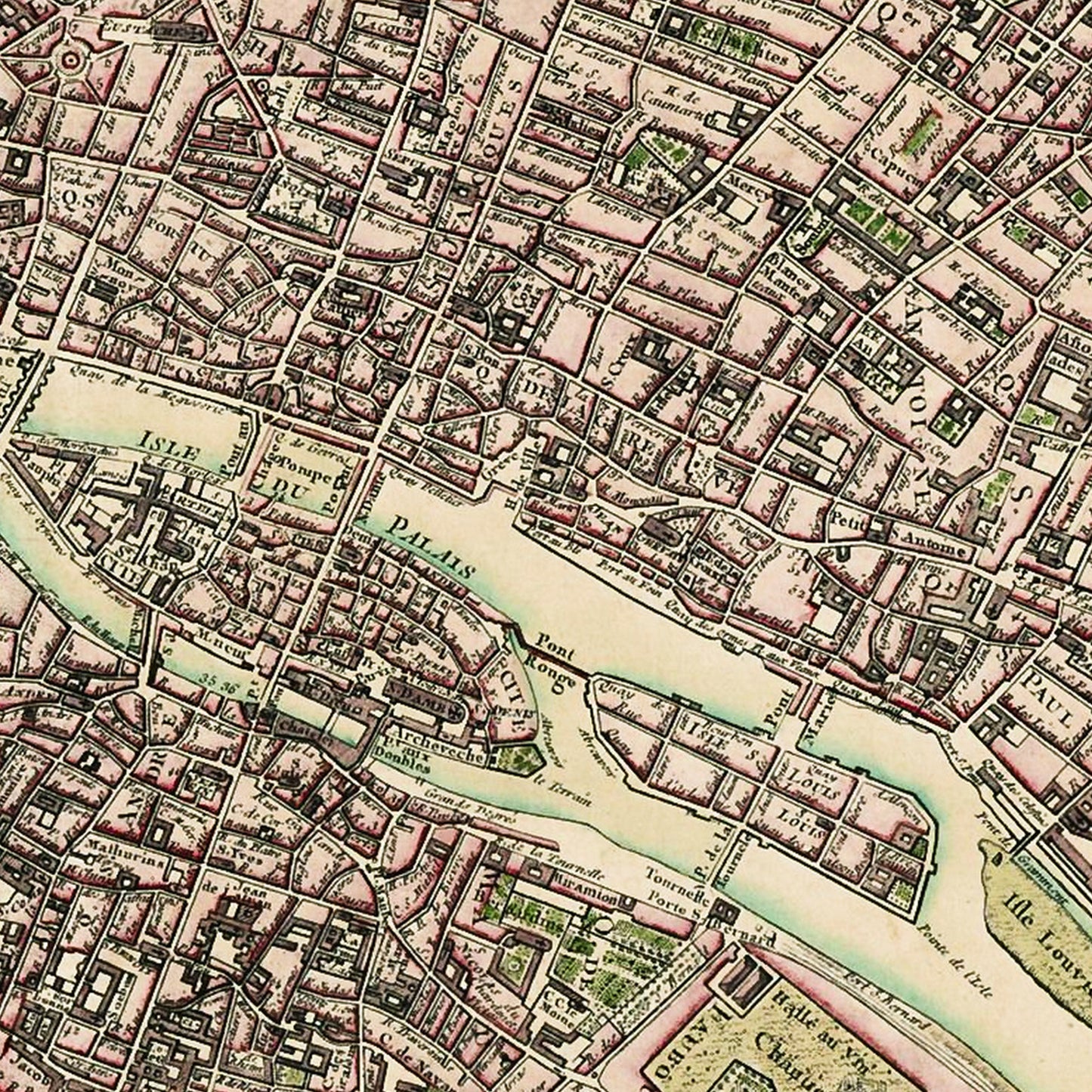 Paris France 1765 - Old Antique Map - Art Print