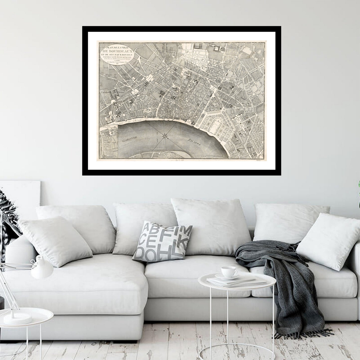 Antique map of Bordeaux from 1822 - art print. Vintage poster from the old maps of France collection
