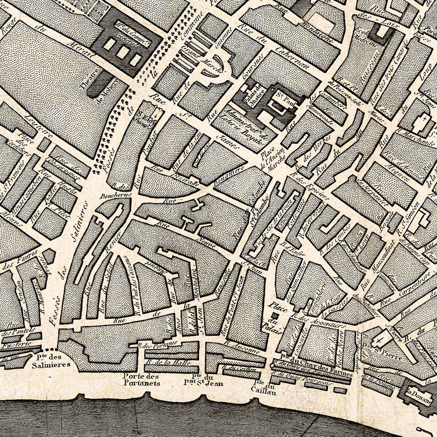 Bordeaux France 1822 - Old Antique Map - Art Print