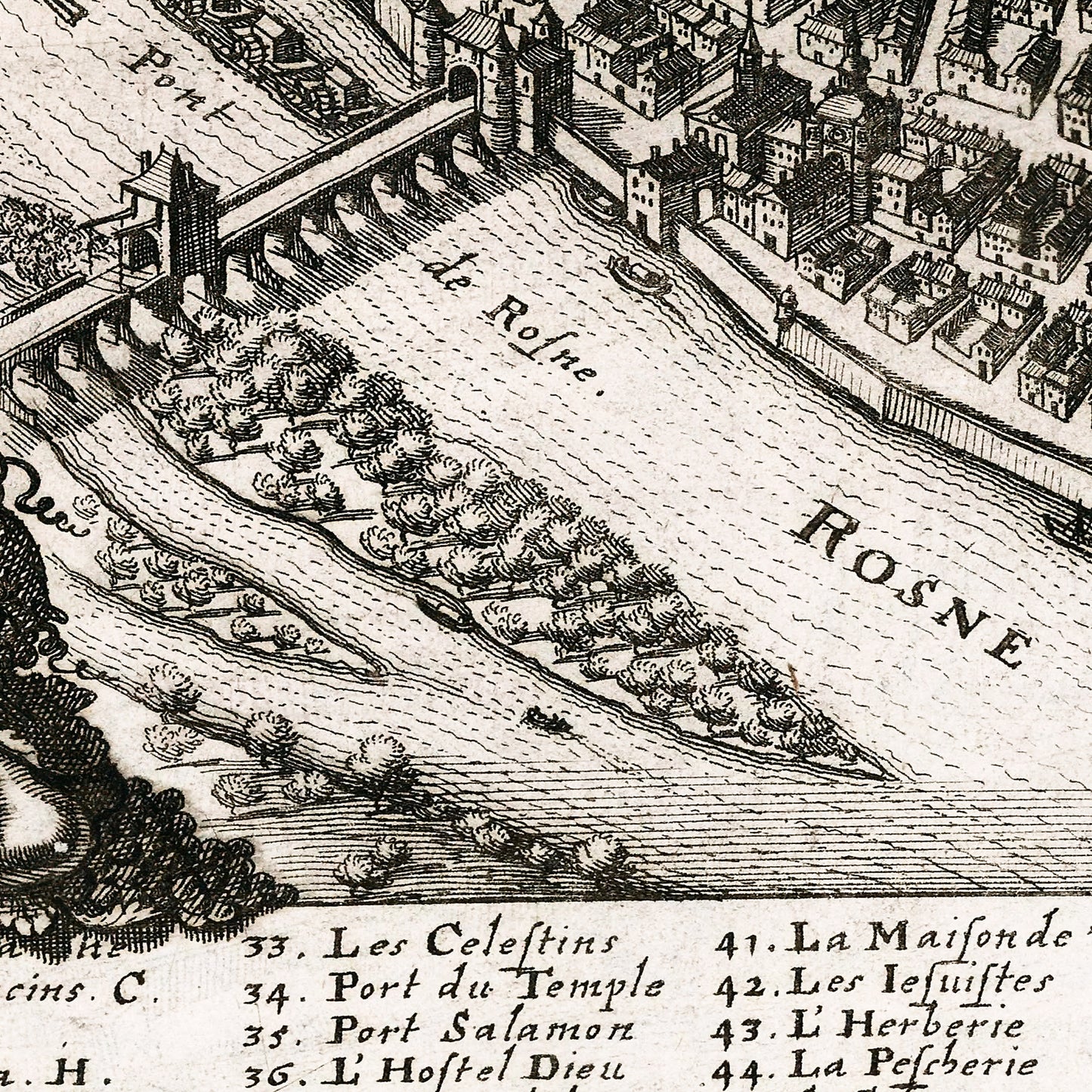 Lyon France 1662 - Old Antique Map - Art Print