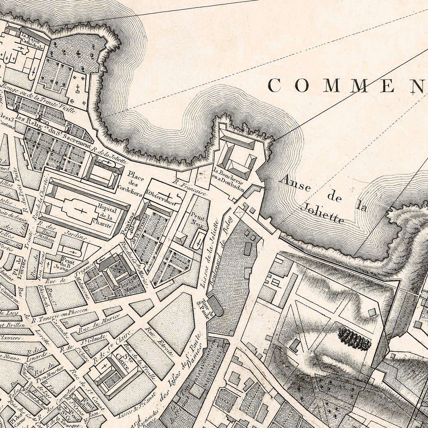 Marseille France 1790 - Old Antique Map - Art Print