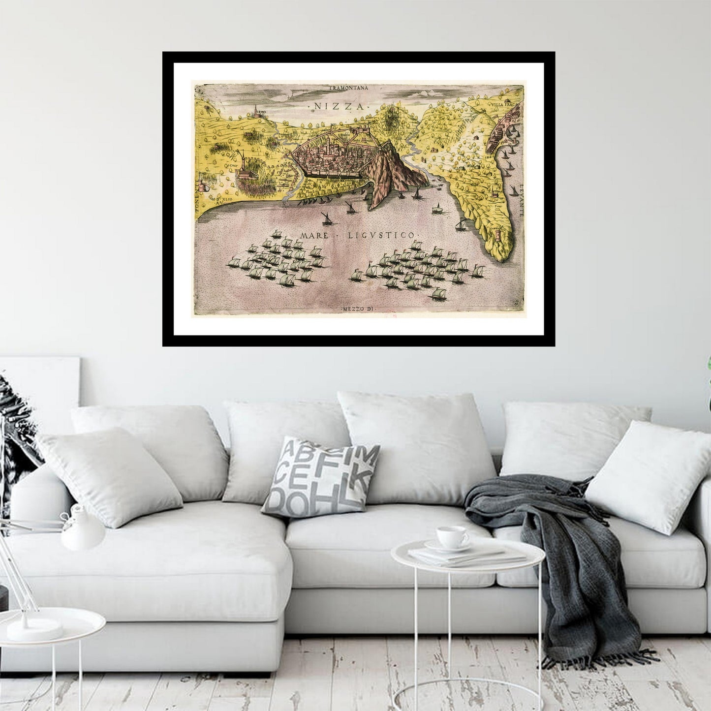 Antique map of Nice from 1543 - art print. Vintage poster from the old maps of France collection