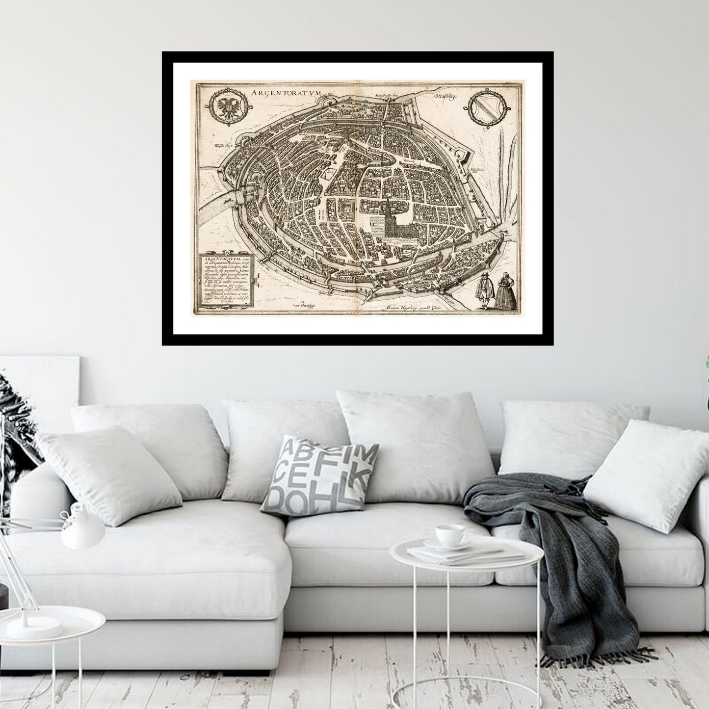 Antique map of Strasbourg from 1575 - art print. Vintage poster from the old maps of France collection