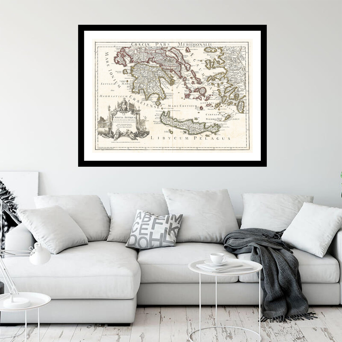 Antique map of Greece from 1794 - art print. Vintage poster from the old maps of Greece collection