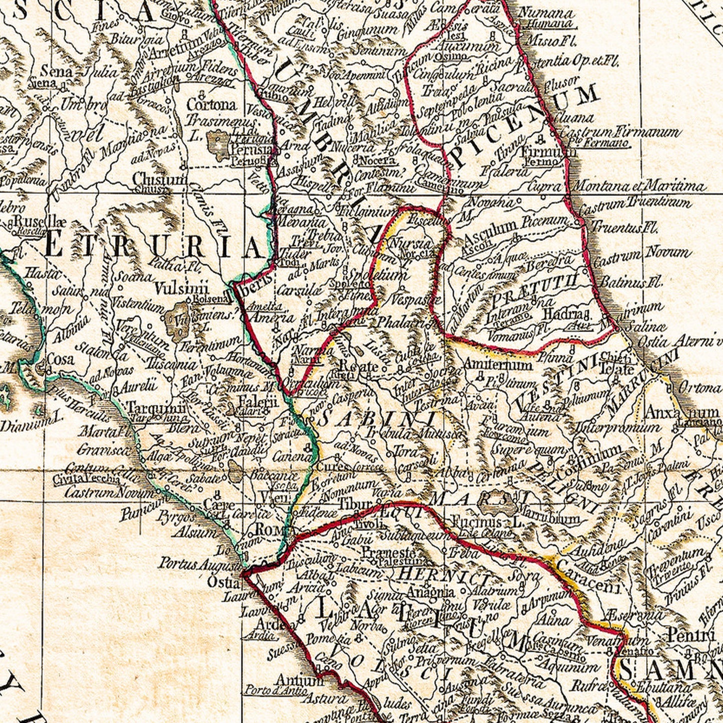 Italy 1764 - Old Antique Map - Art Print