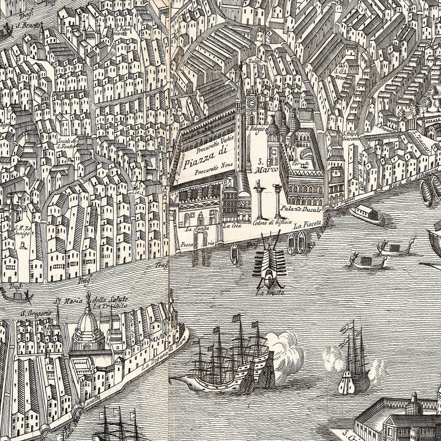 Venice Italy 1770 - Old Antique Map - Art Print