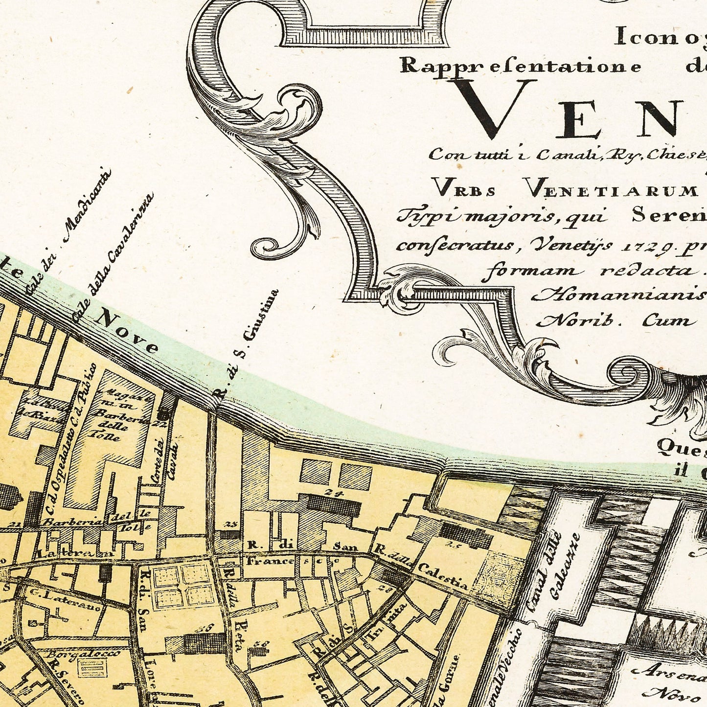 Venice Italy 1716 - Old Antique Map - Art Print