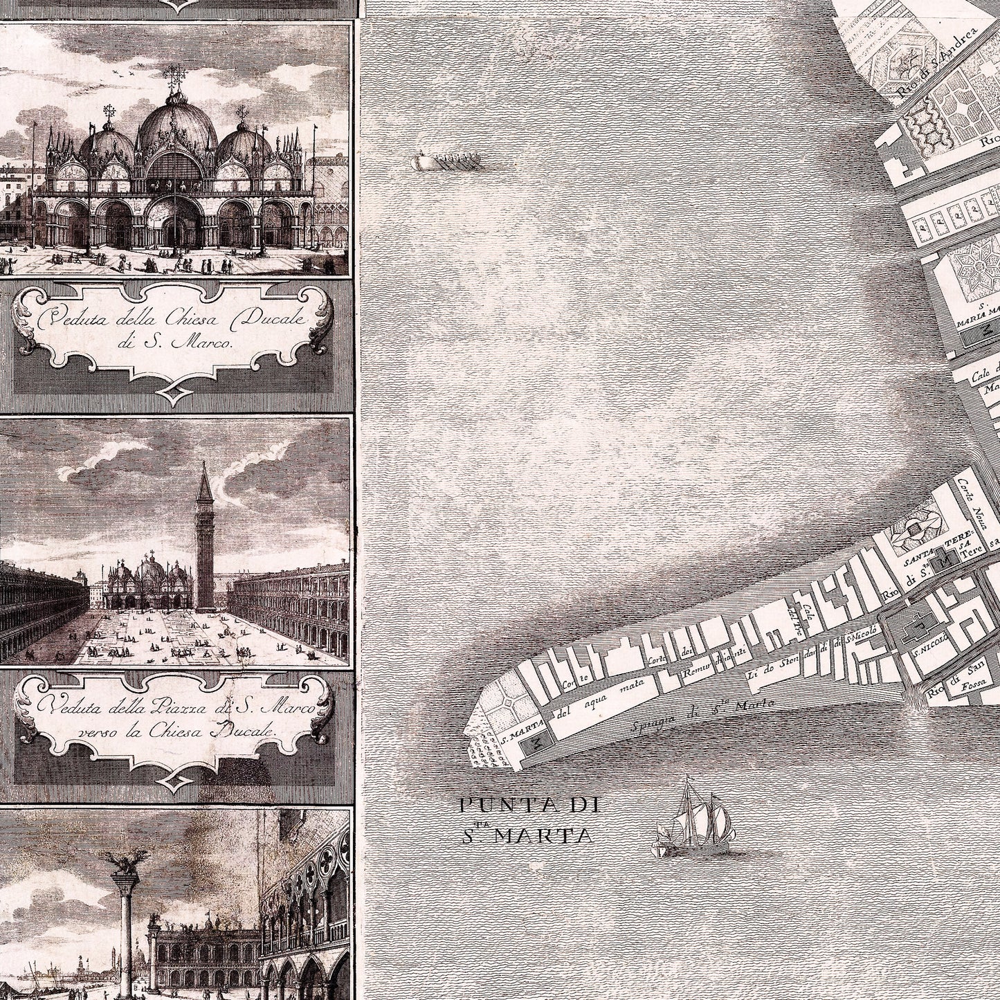Venice Italy 1729 - Old Antique Map - Art Print