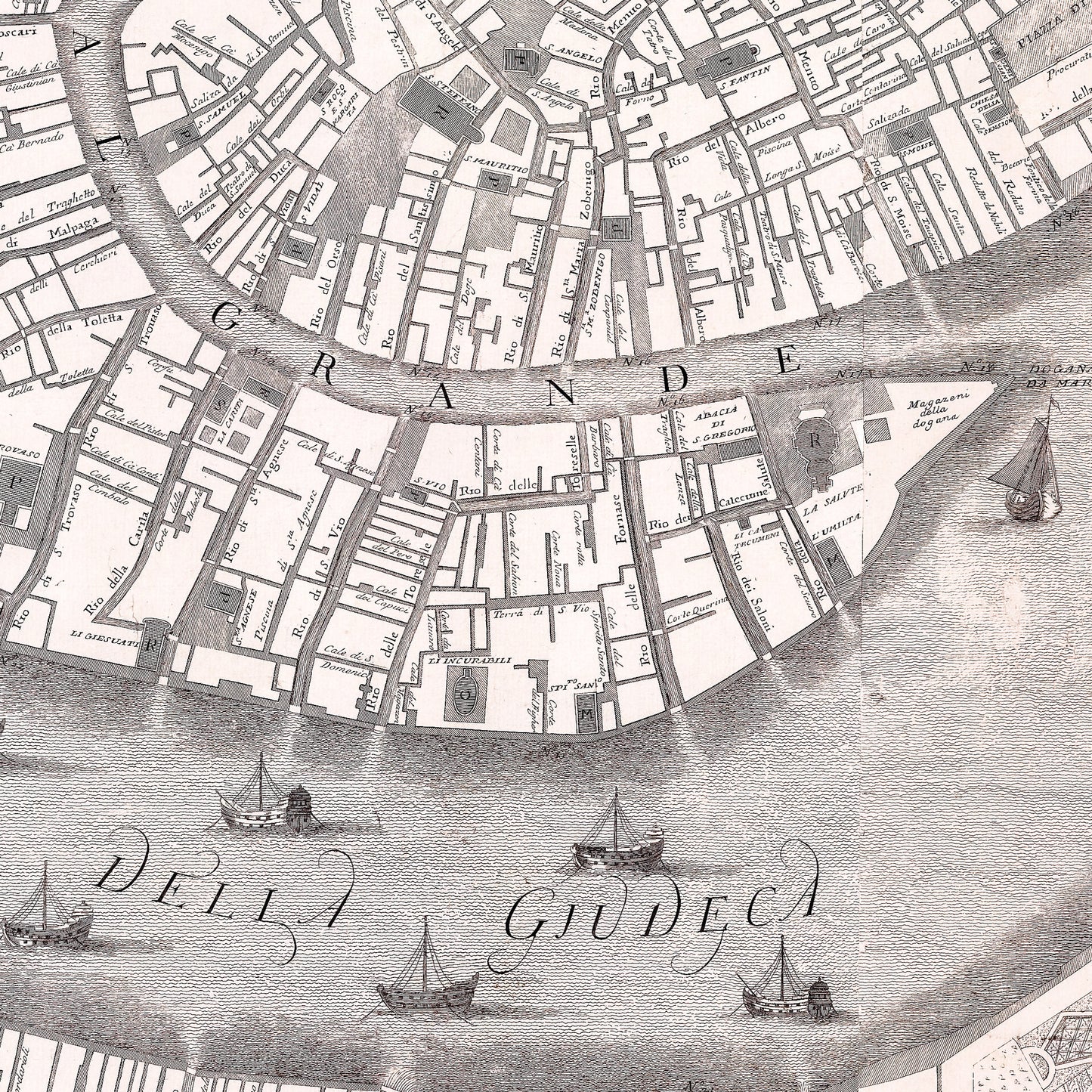 Venice Italy 1729 - Old Antique Map - Art Print