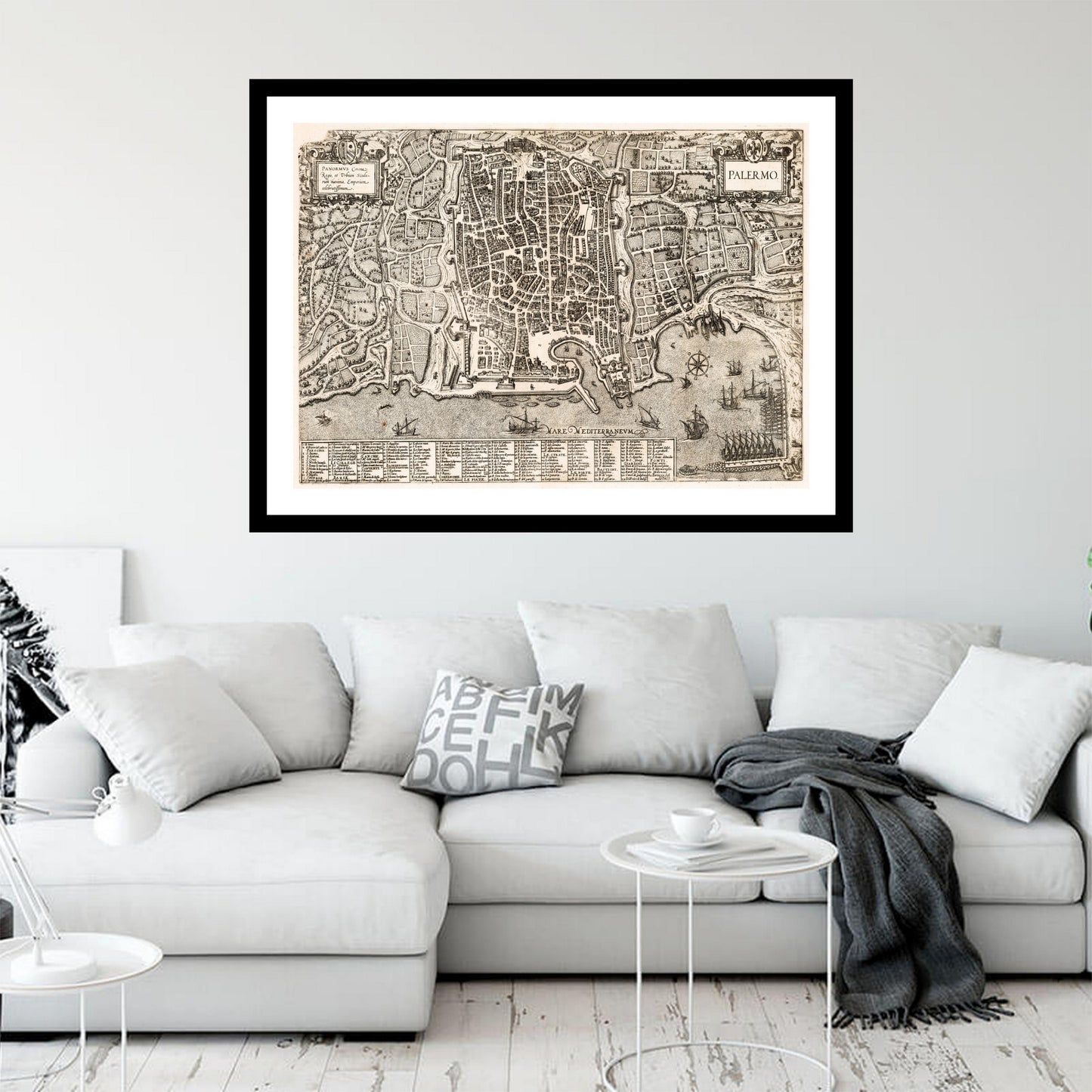 Antique map of Palermo from 1588 - art print. Vintage poster from the old maps of Italy collection
