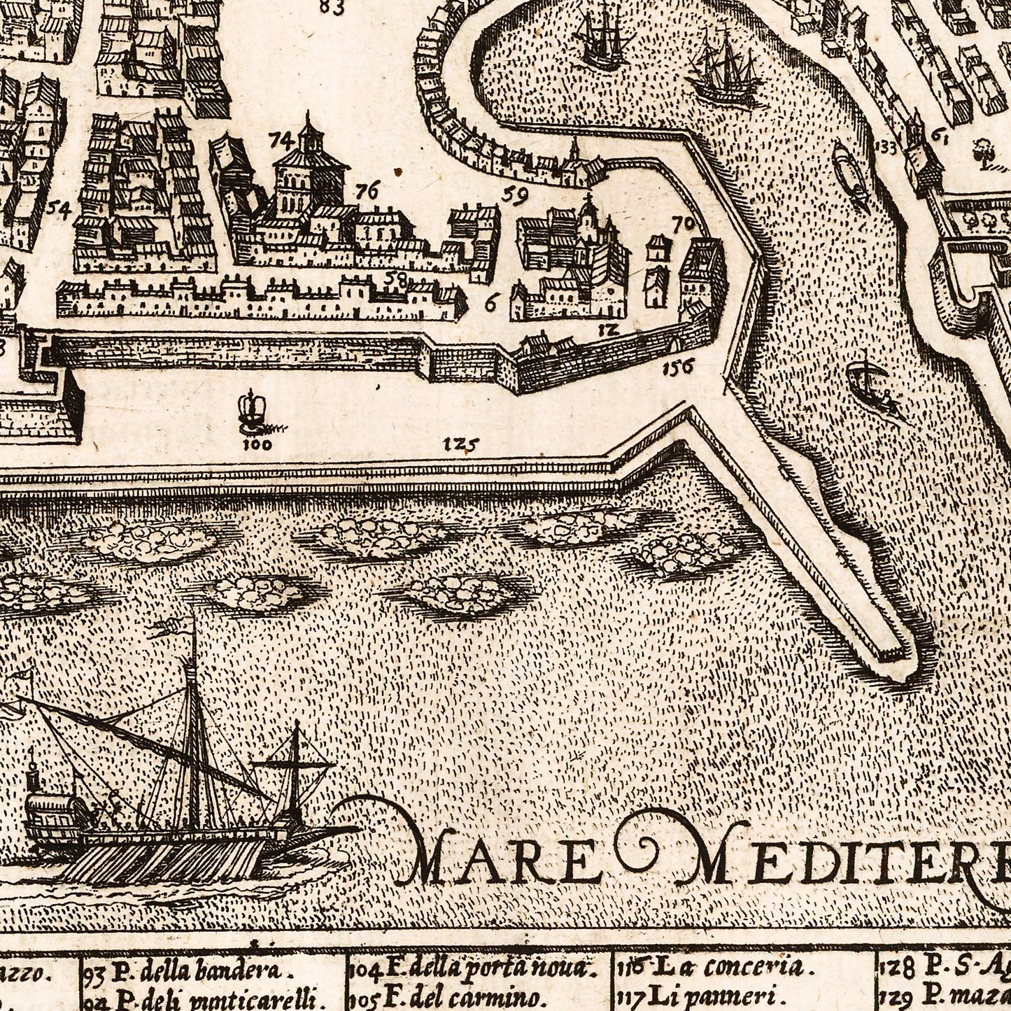 Palermo Italy 1588 - Old Antique Map - Art Print