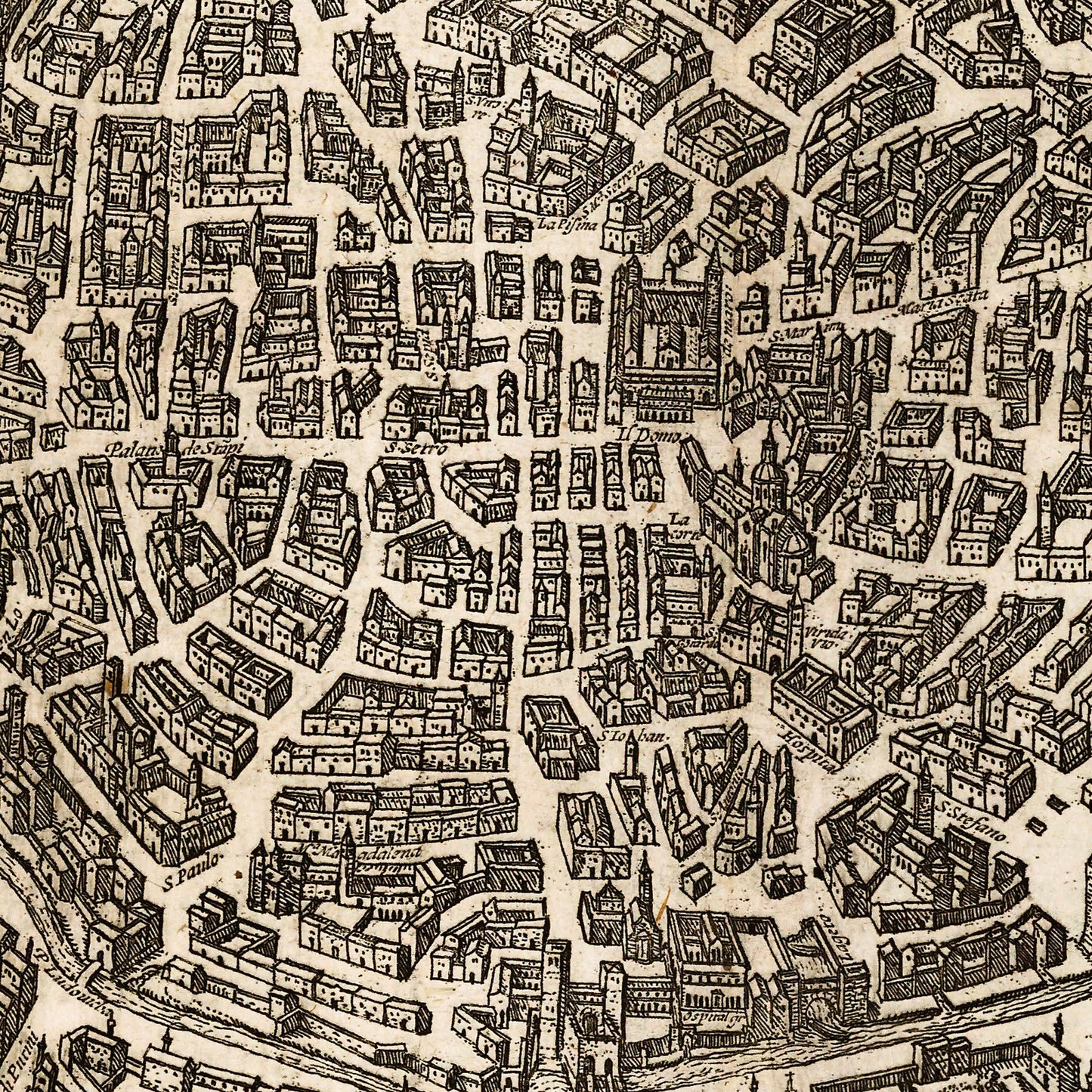 Milan Italy 1575 - Old Antique Map - Art Print