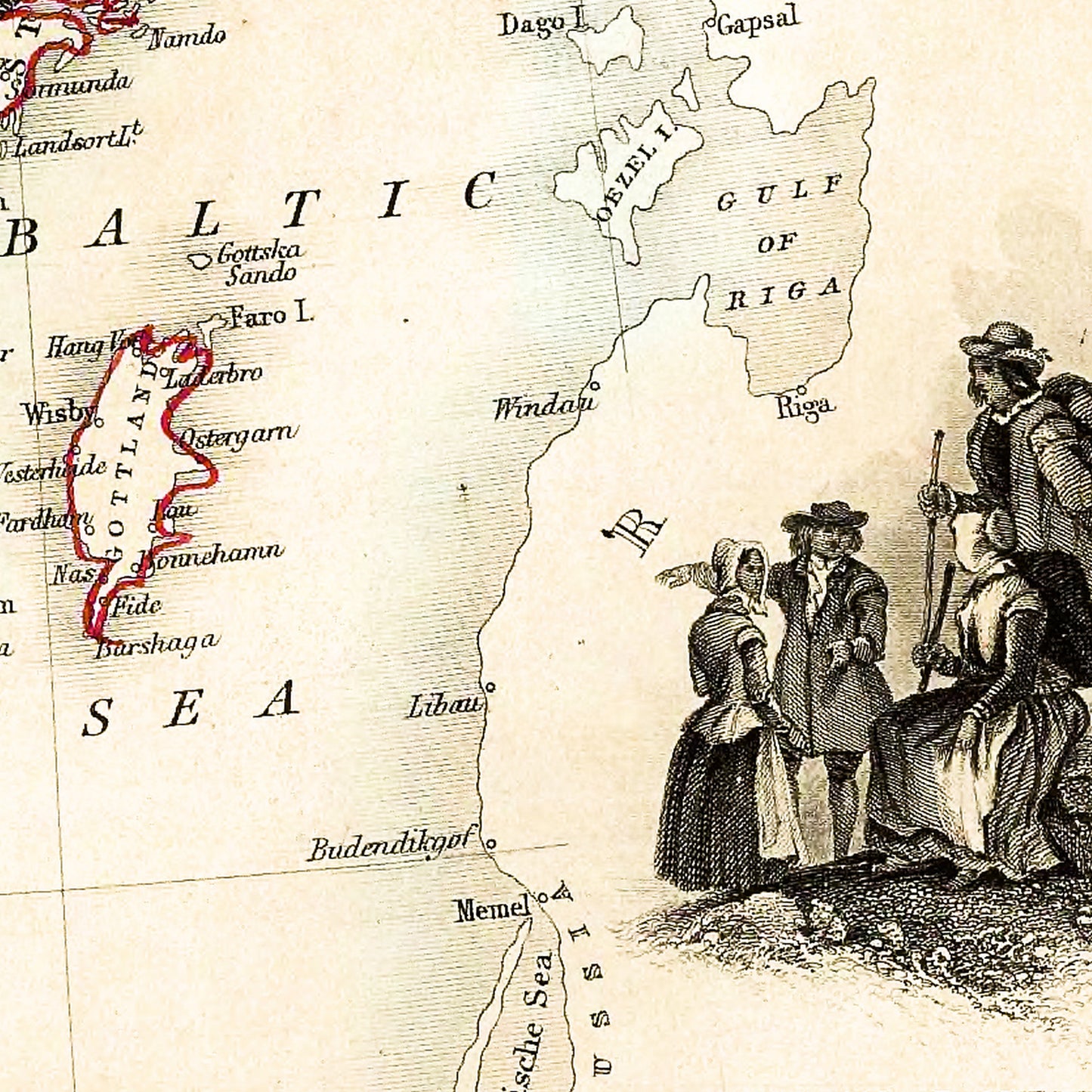 Sweden Norway 1851 - Old Antique Map - Art Print