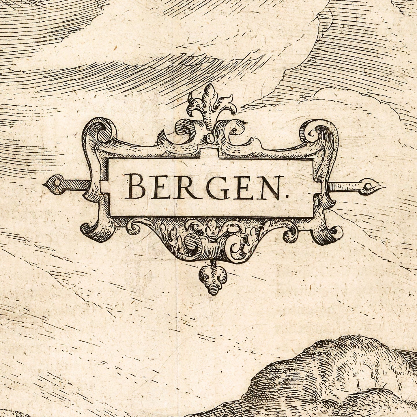 Bergen Norway 1588 - Old Antique Map - Art Print