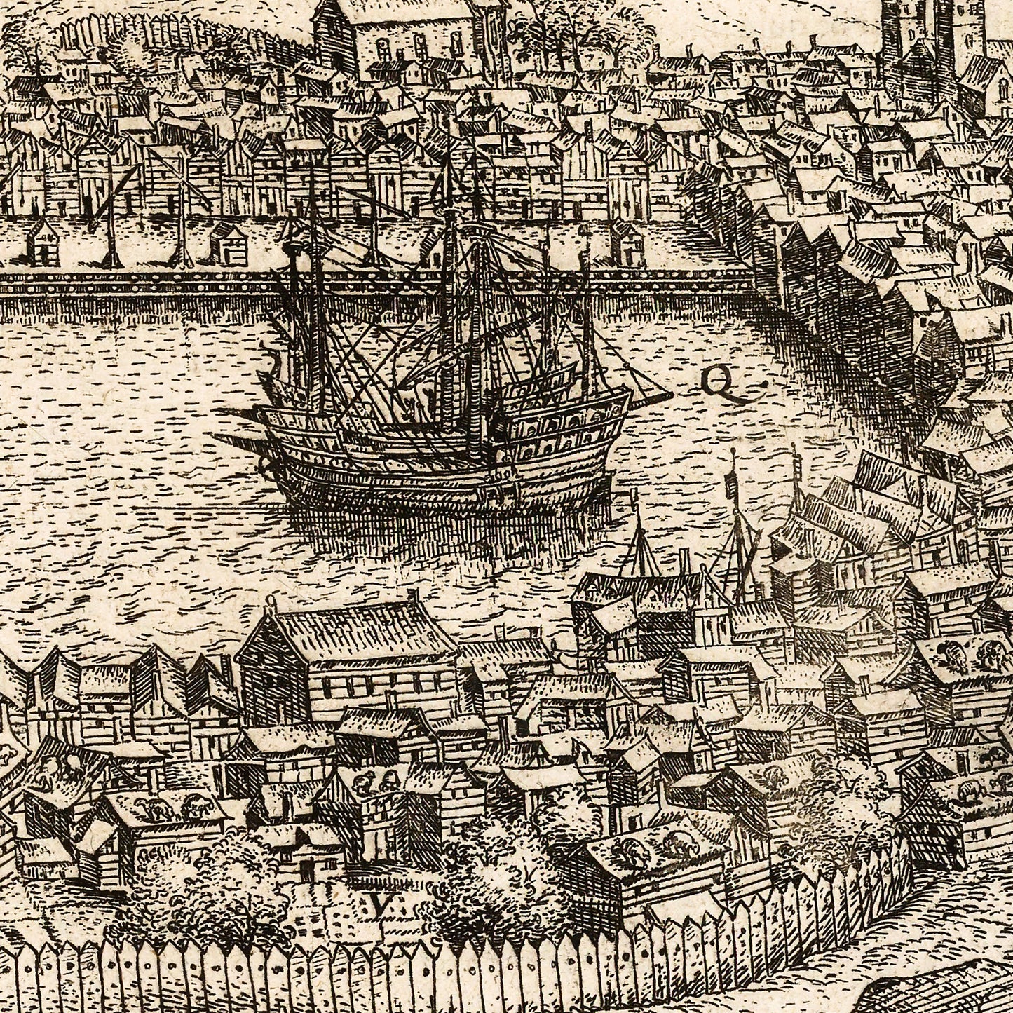 Bergen Norway 1588 - Old Antique Map - Art Print