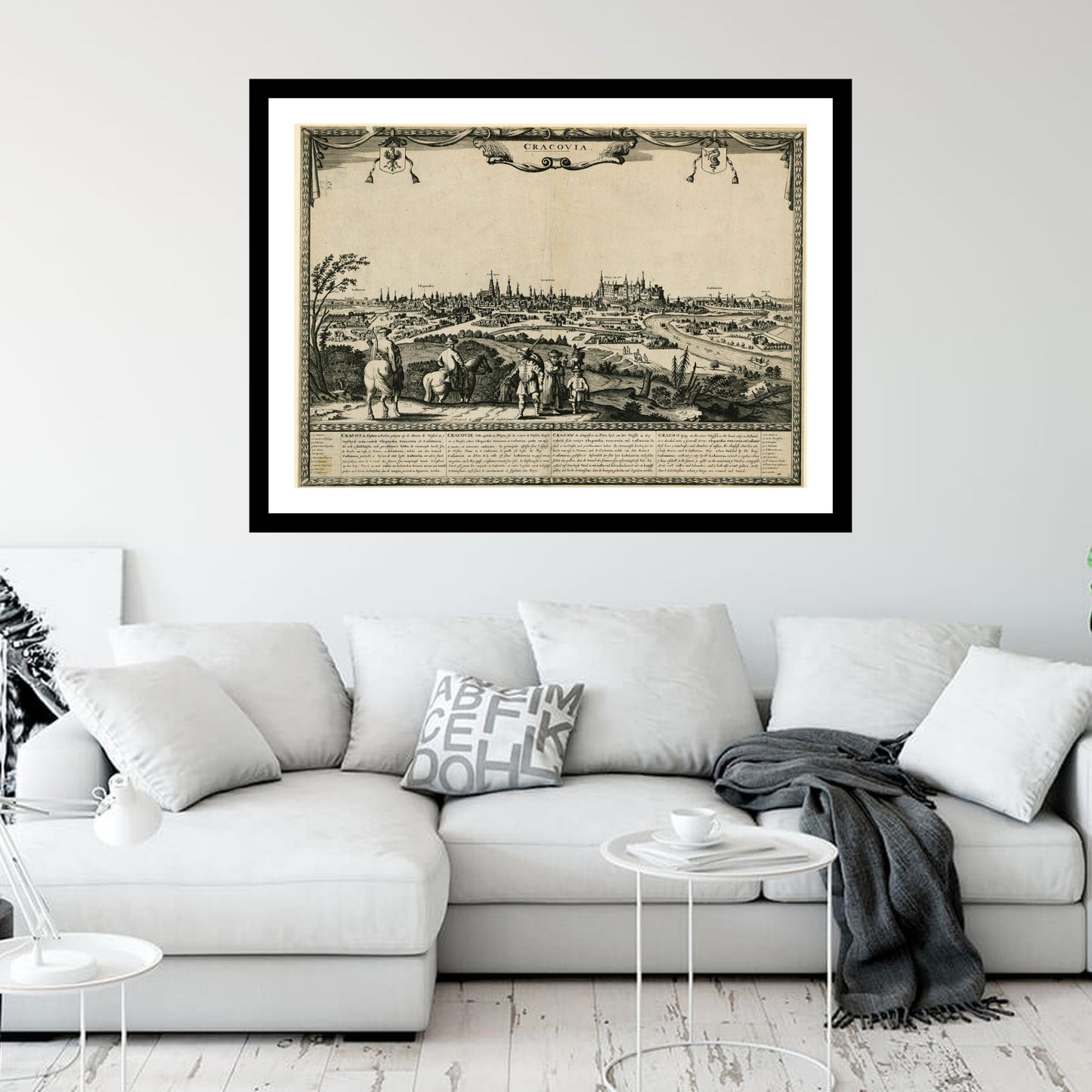 Antique map of Krakow from 1690 - art print. Vintage poster from the old maps of Poland collection