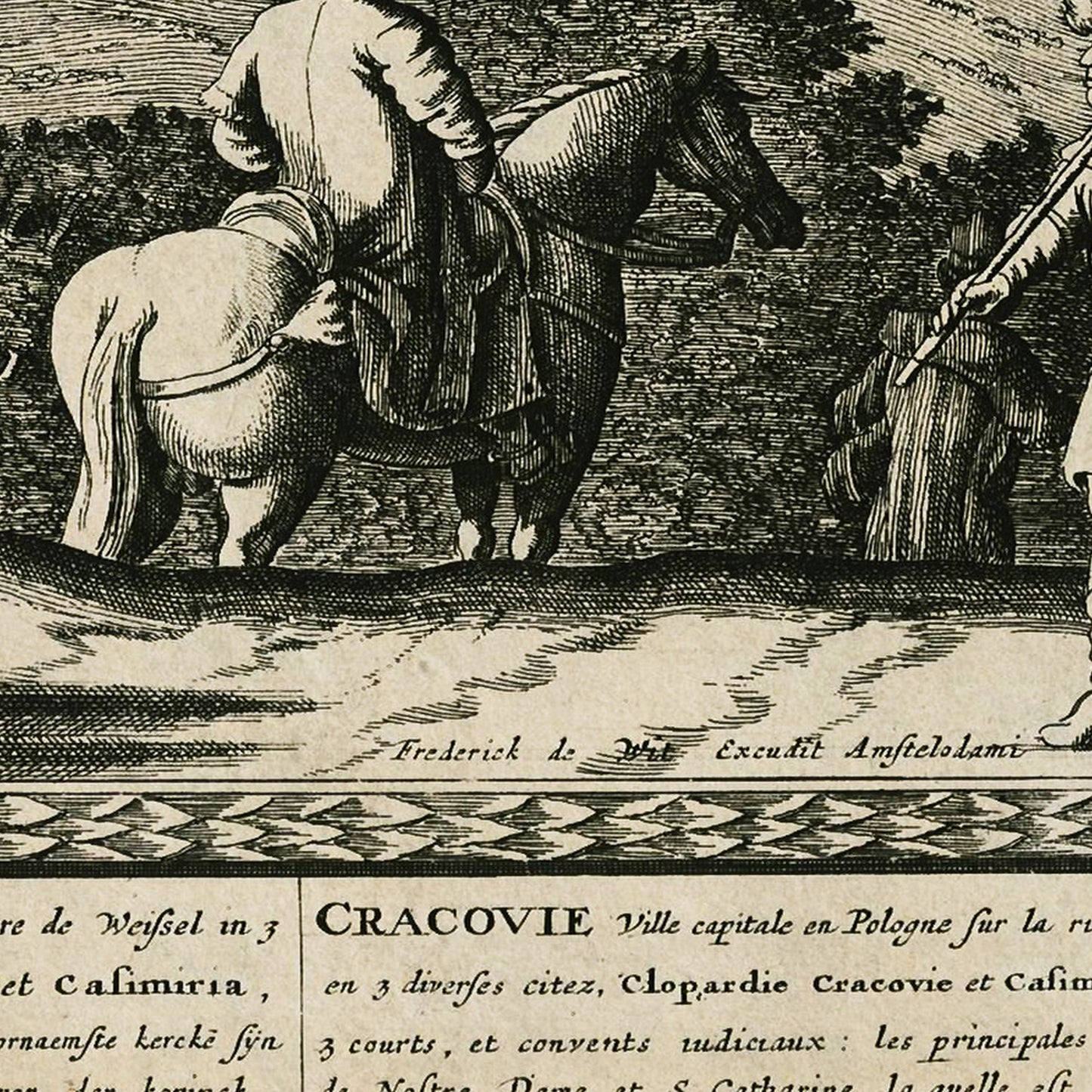 Krakow Poland 1690 - Old Antique Map - Art Print