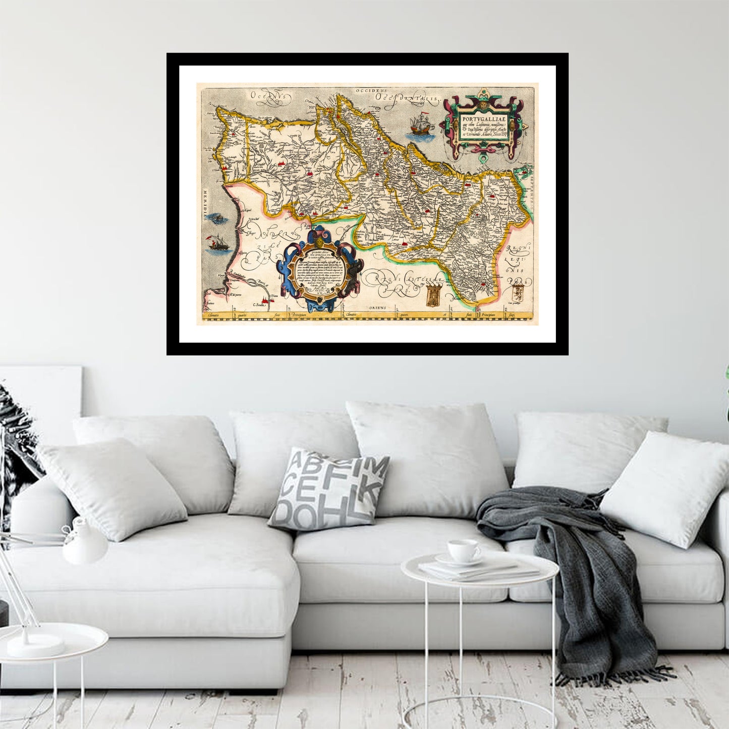 Antique map of Portugal from 1579 - art print. Vintage poster from the old maps of Portugal collection