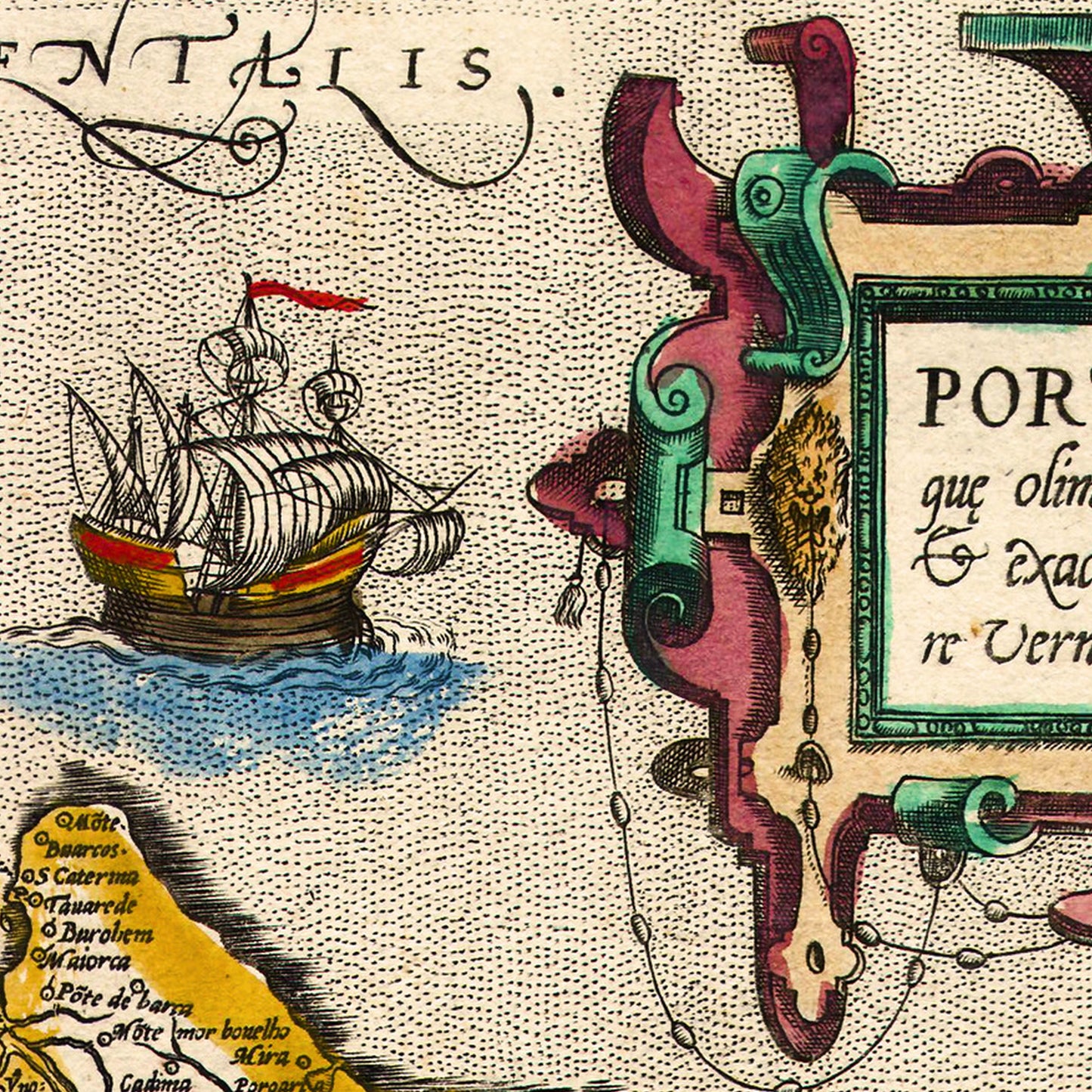 Portugal 1579 - Old Antique Map - Art Print