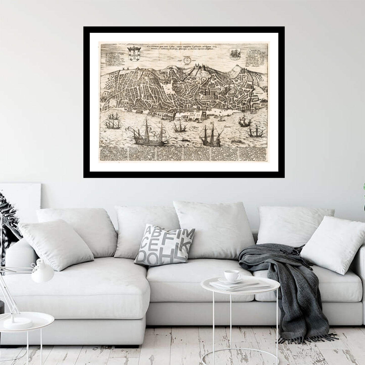 Antique map of Lisbon from 1600 - art print. Vintage poster from the old maps of Portugal collection