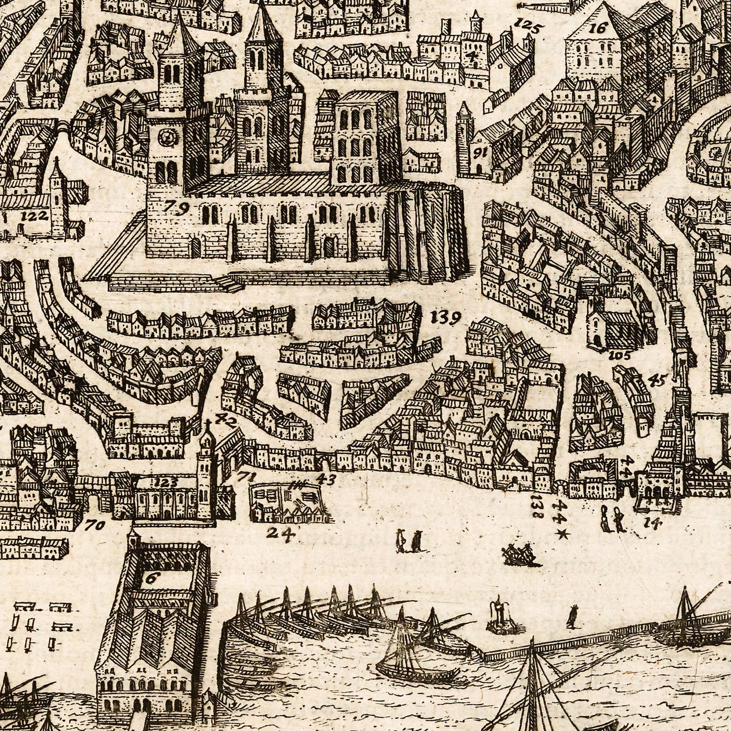 Lisbon Portugal 1600 - Old Antique Map - Art Print