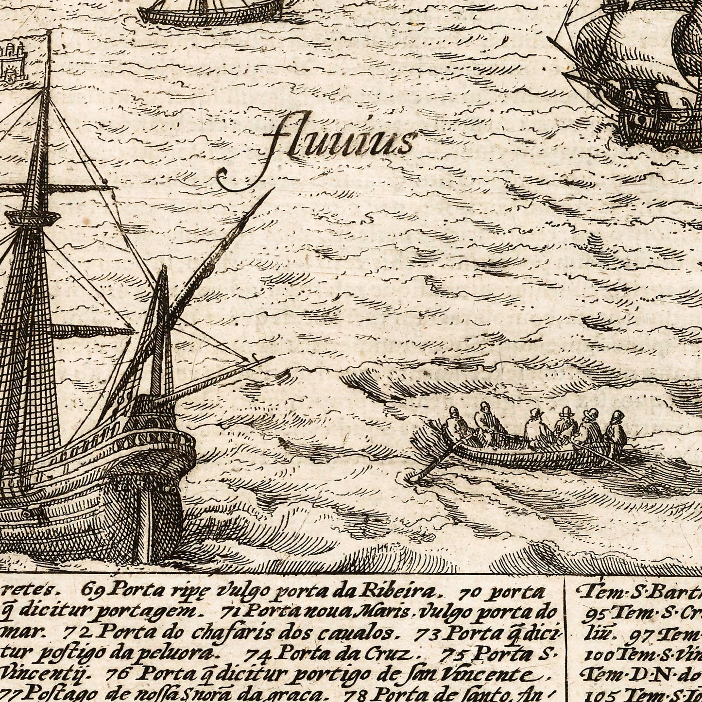Lisbon Portugal 1600 - Old Antique Map - Art Print