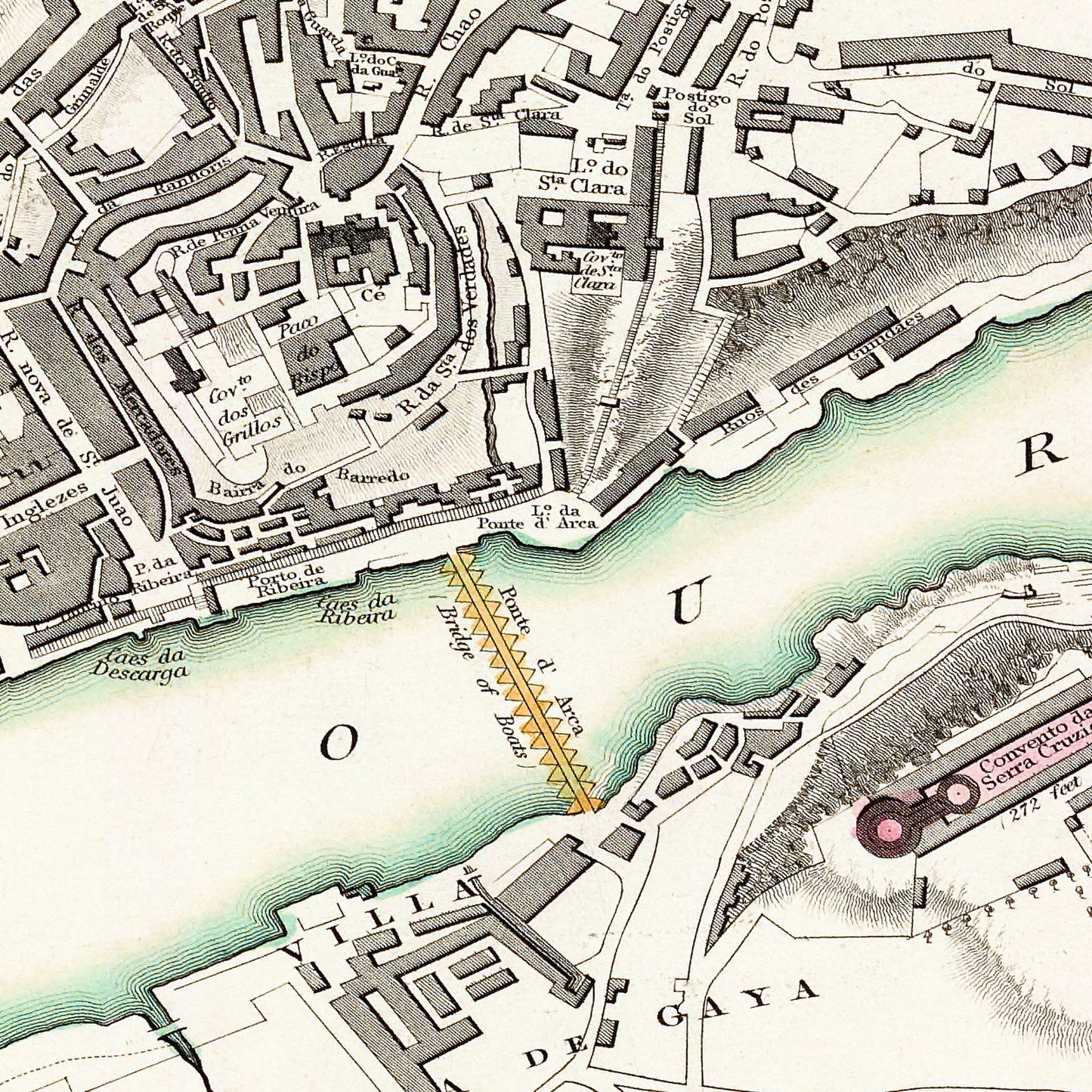 Porto Portugal 1833 - Old Antique Map - Art Print