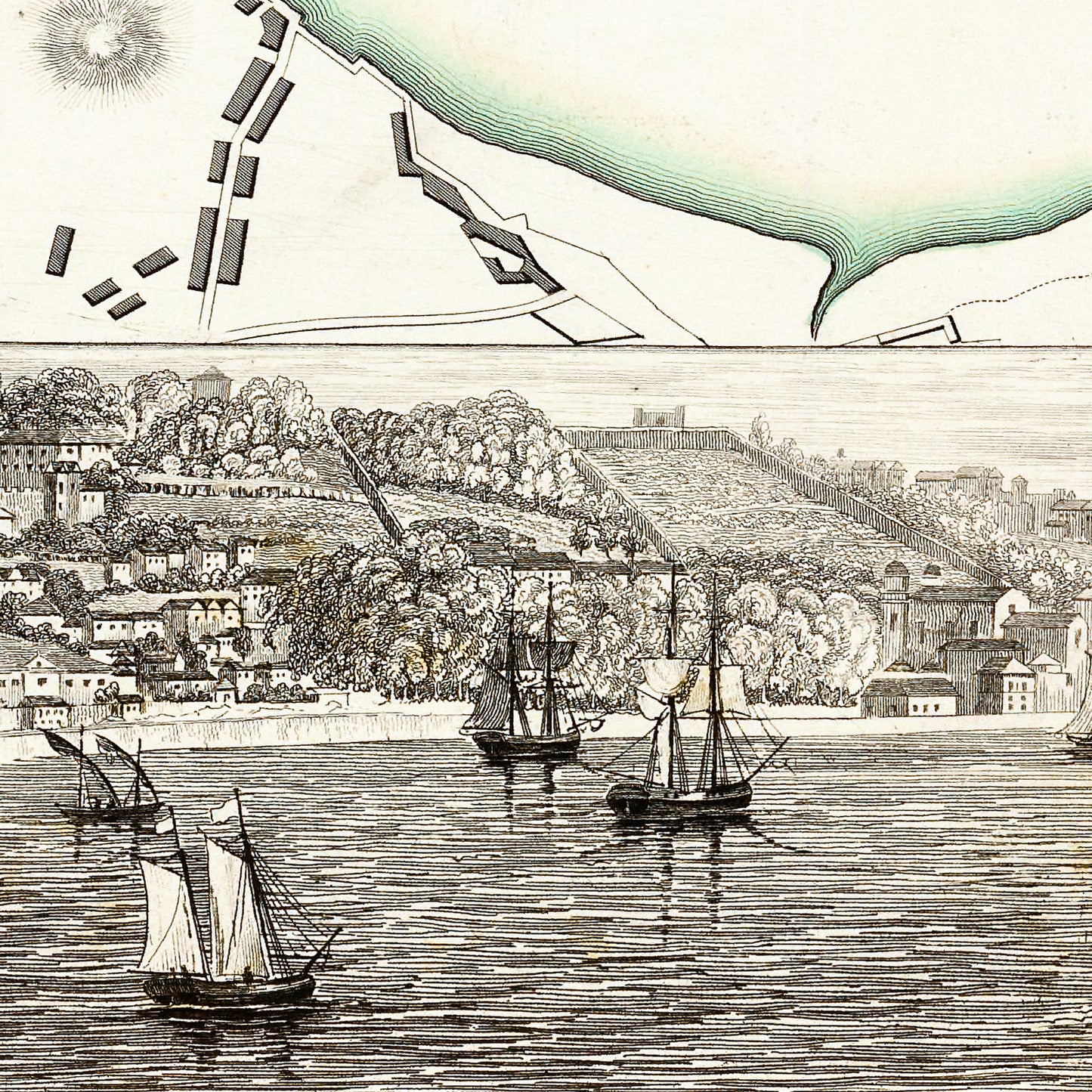 Porto Portugal 1833 - Old Antique Map - Art Print
