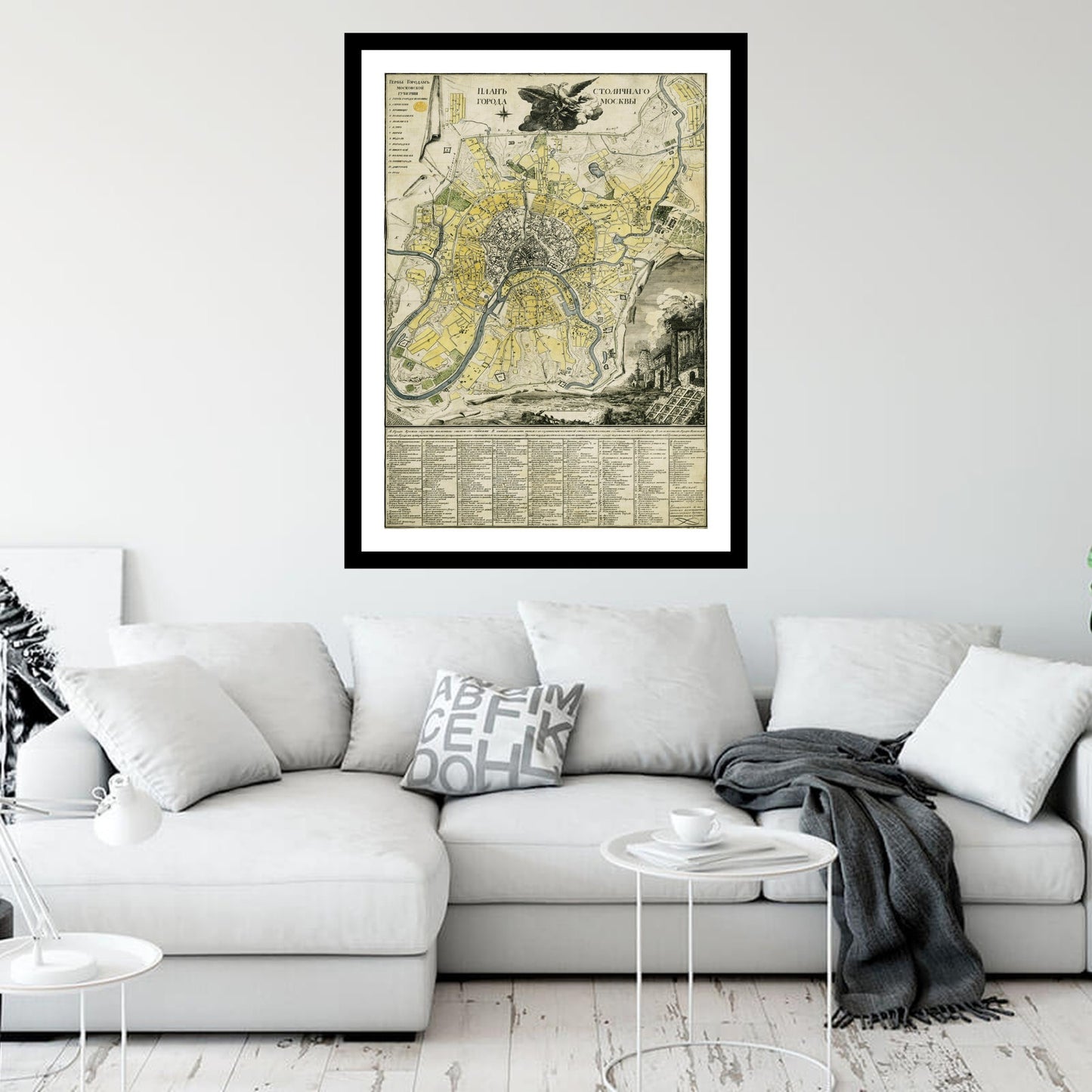 Antique map of Moscow from 1789 - art print. Vintage poster from the old maps of Russia collection