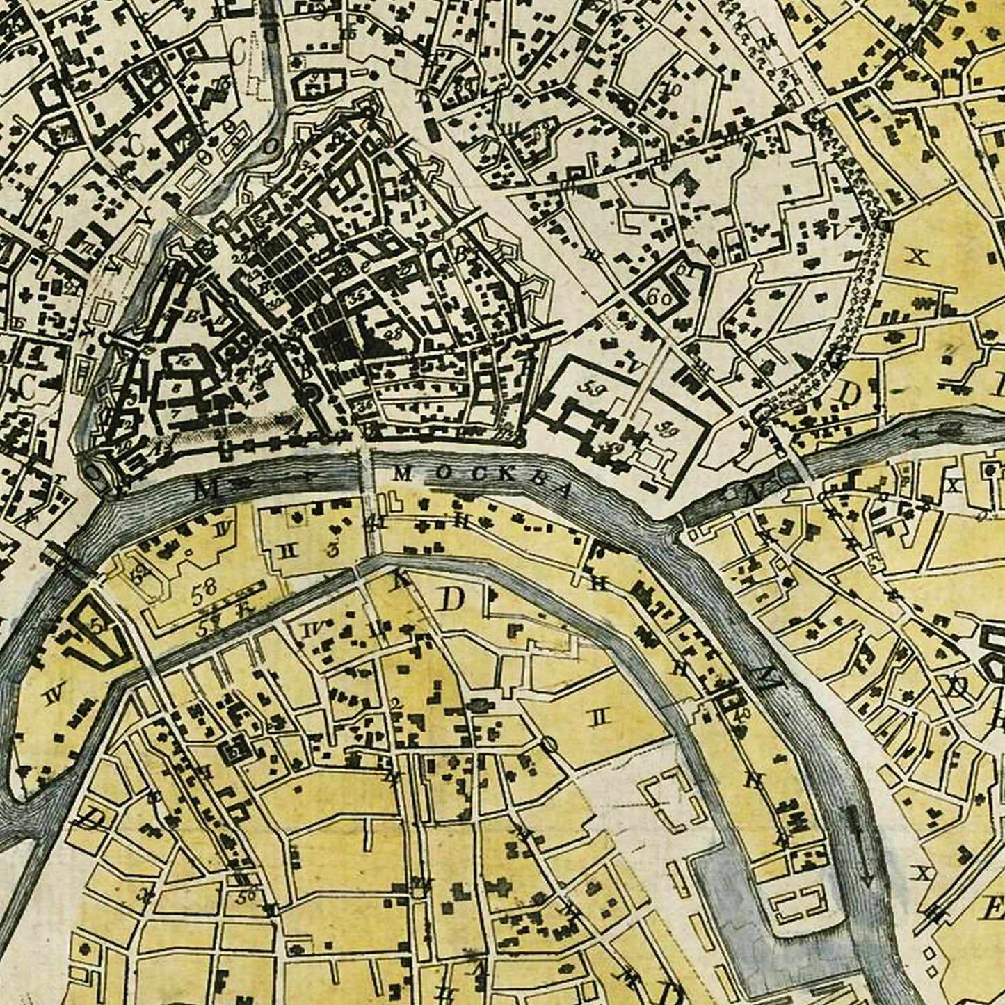 Moscow Russia 1789 - Old Antique Map - Art Print