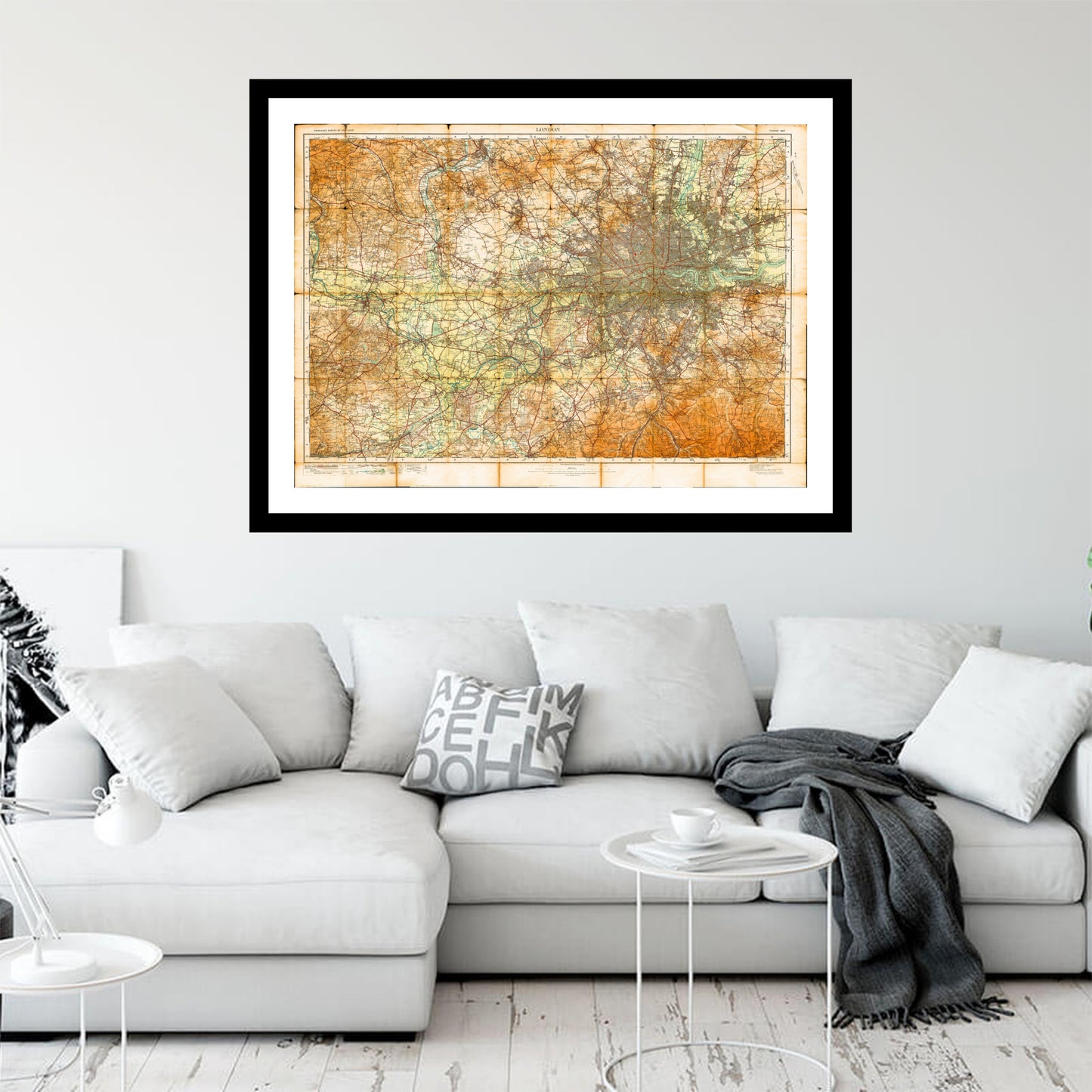 Antique map of London from 1921 - art print. Vintage poster from the old maps of United Kingdom collection