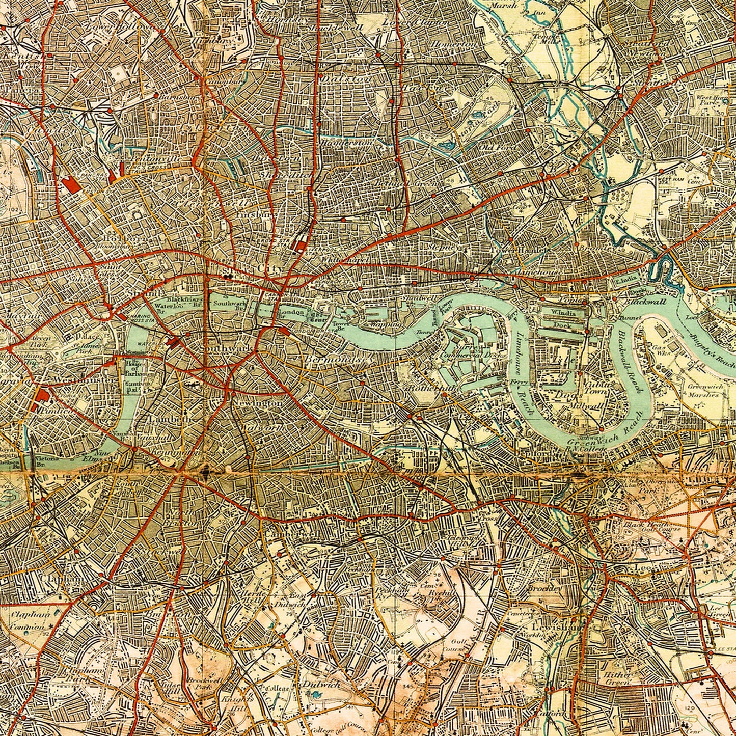 London England UK 1921 - Old Antique Map - Art Print