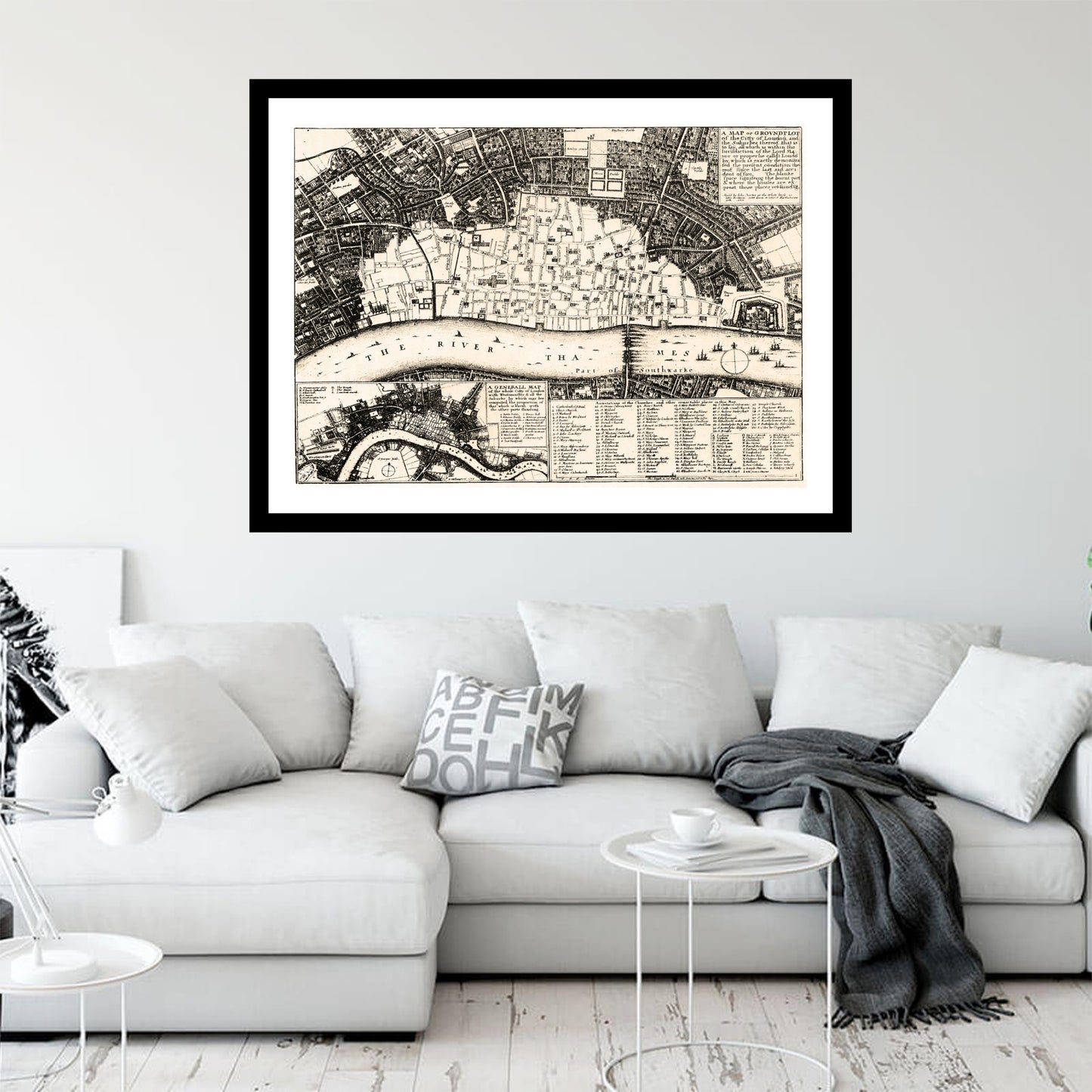 Antique map of London from 1666 - art print. Vintage poster from the old maps of United Kingdom collection