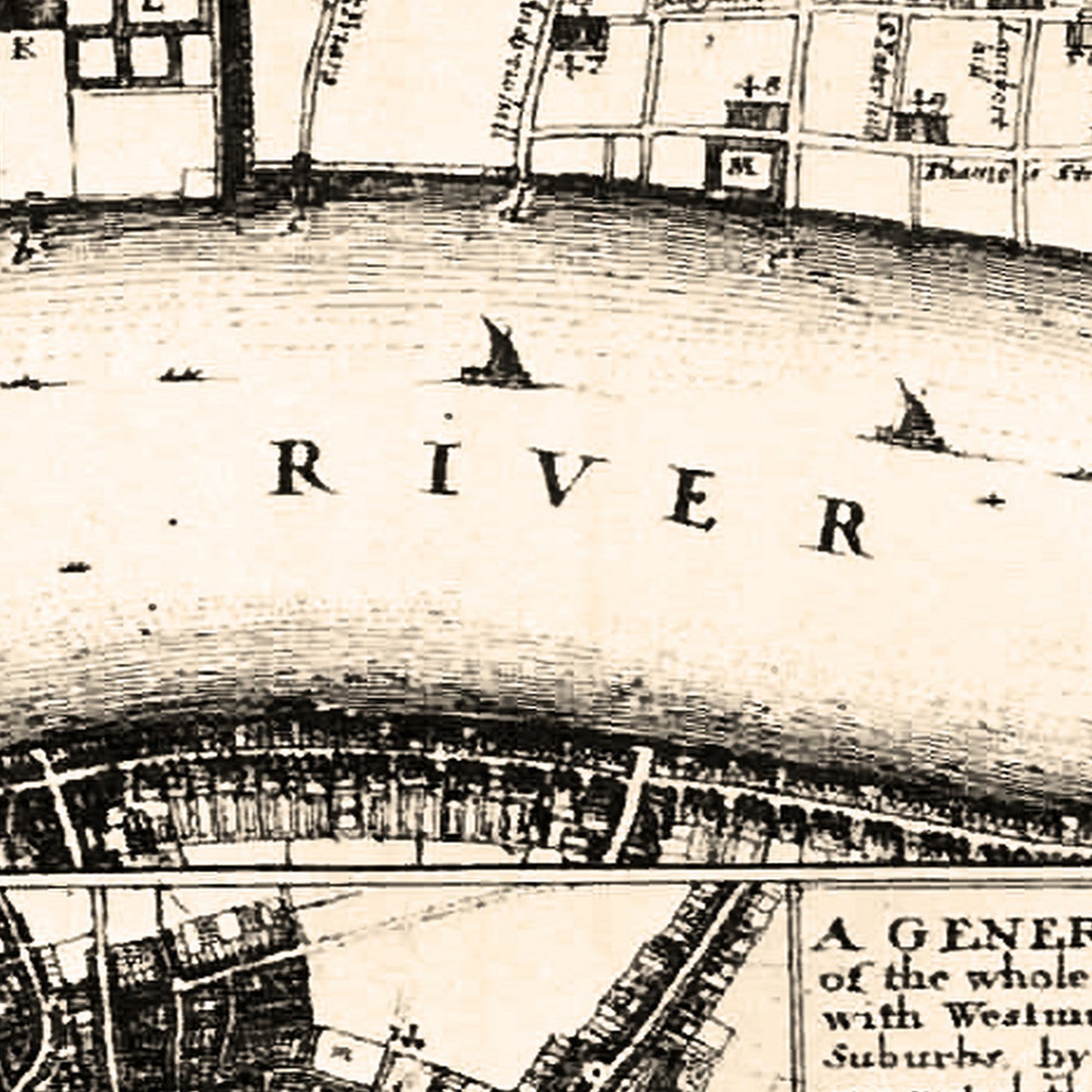London England UK 1666 - Old Antique Map - Art Print