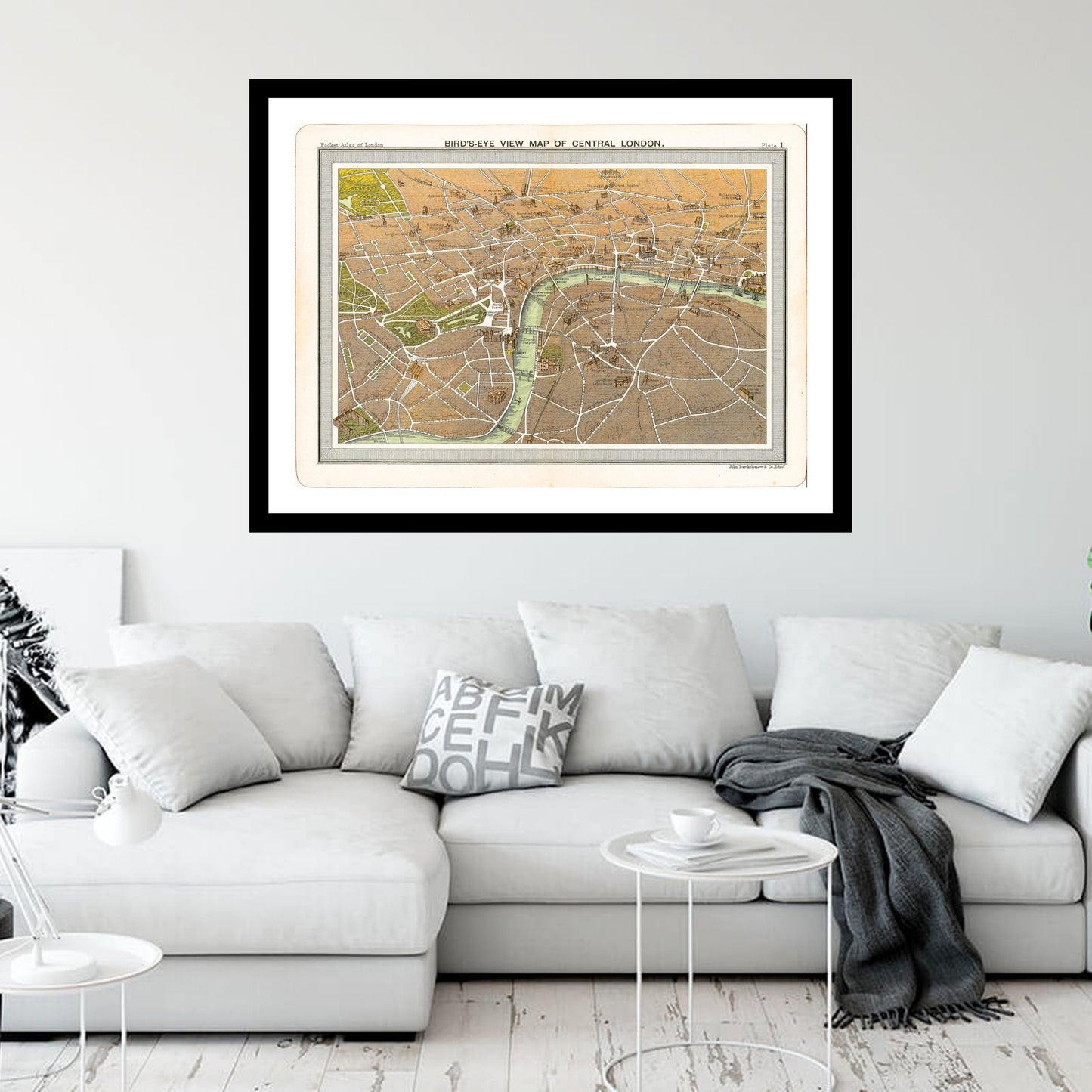 Antique map of London from 1904 - art print. Vintage poster from the old maps of United Kingdom collection.