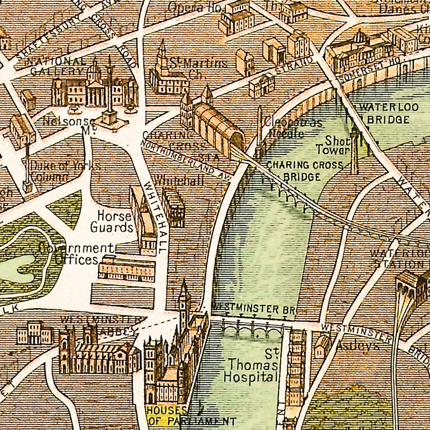 London England UK 1904 - Old Antique Map - Art Print