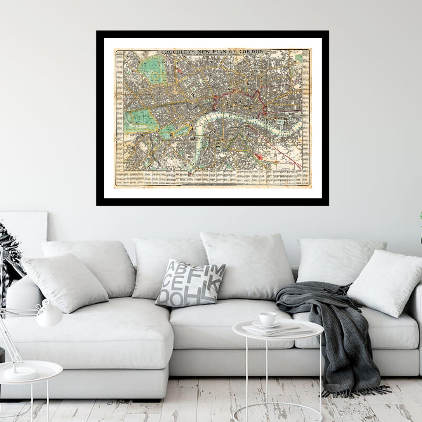Antique map of London from 1848 - art print. Vintage poster from the old maps of United Kingdom collection