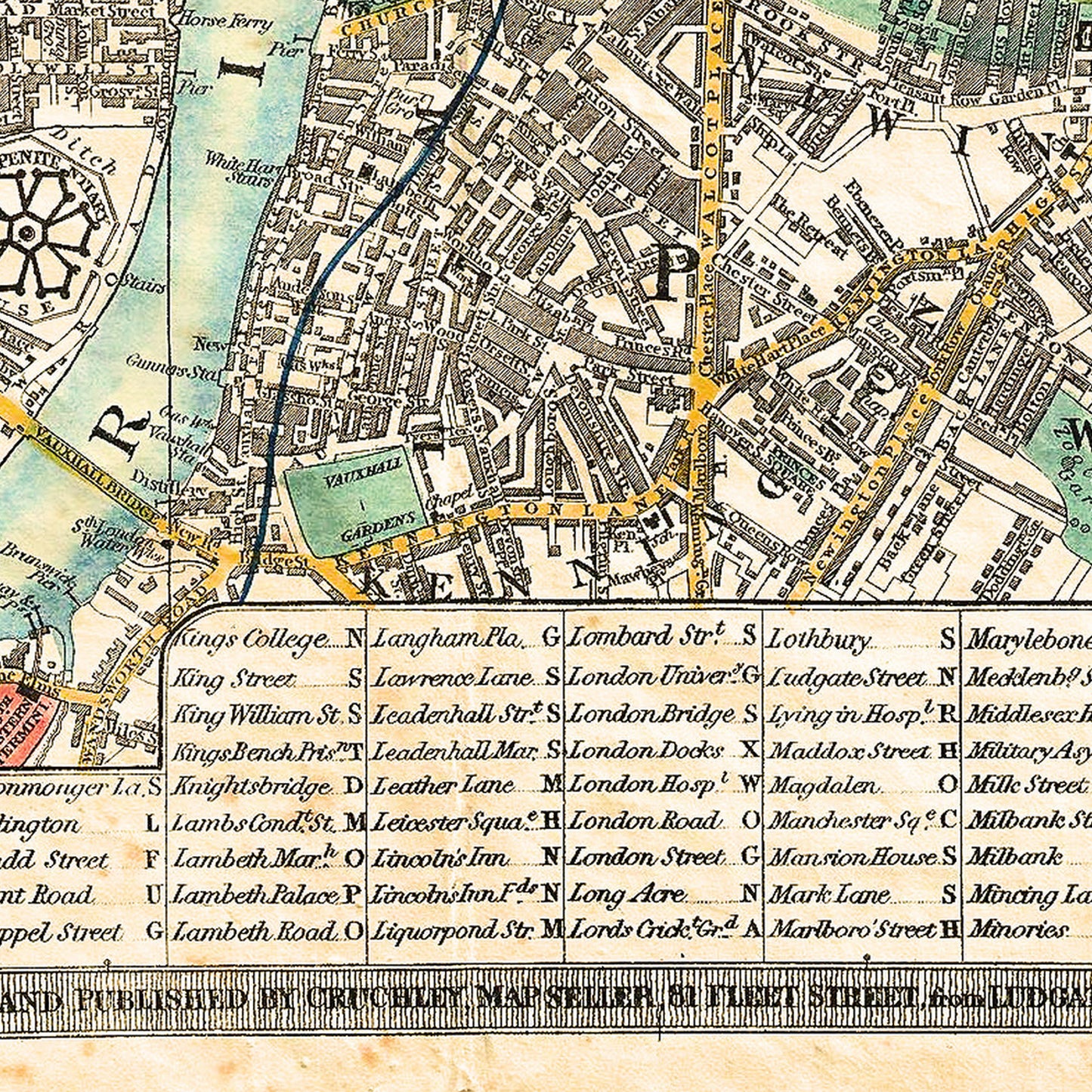 London England UK 1848 - Old Antique Map - Art Print
