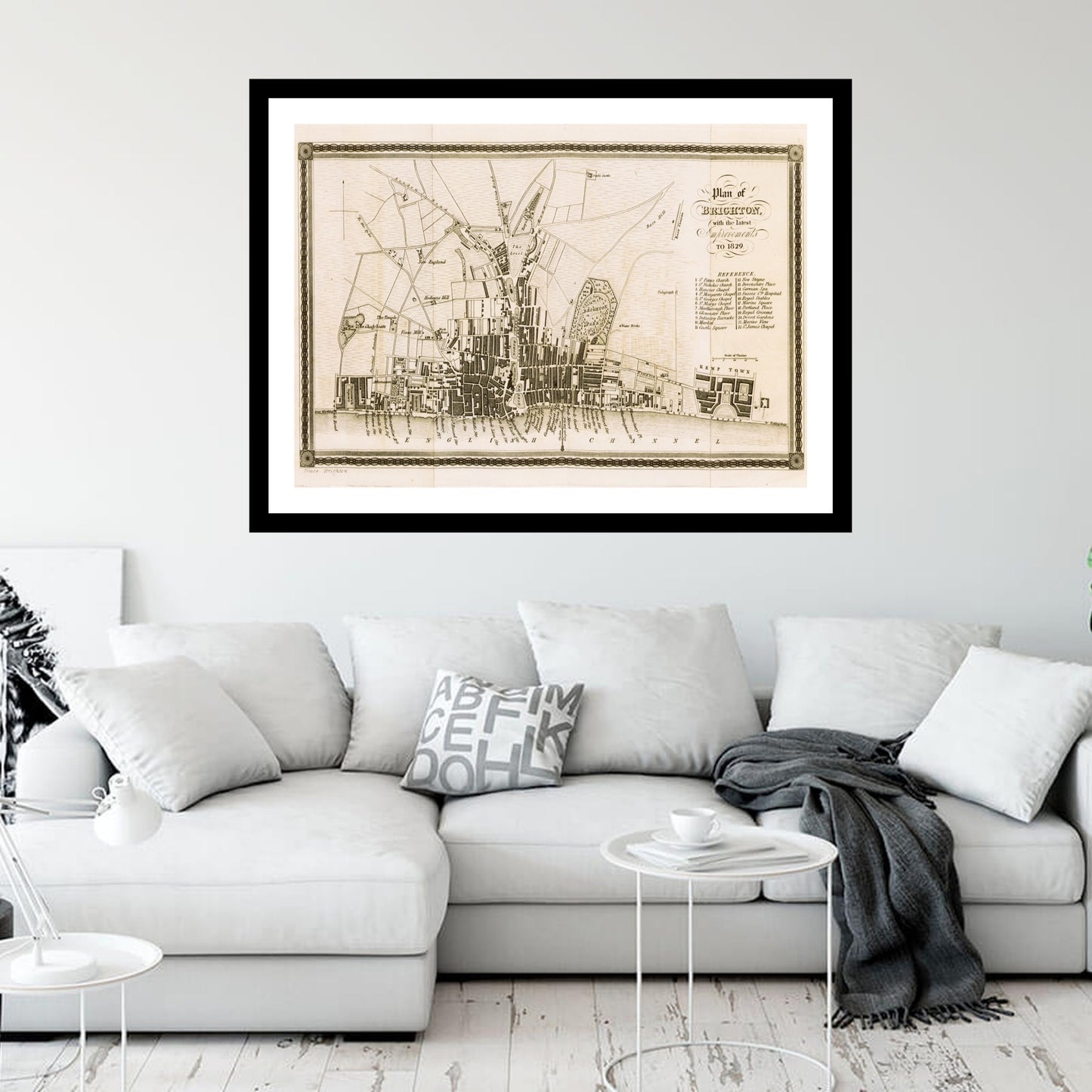 Antique map of Brighton from 1833 - art print. Vintage poster from the old maps of United Kingdom collection