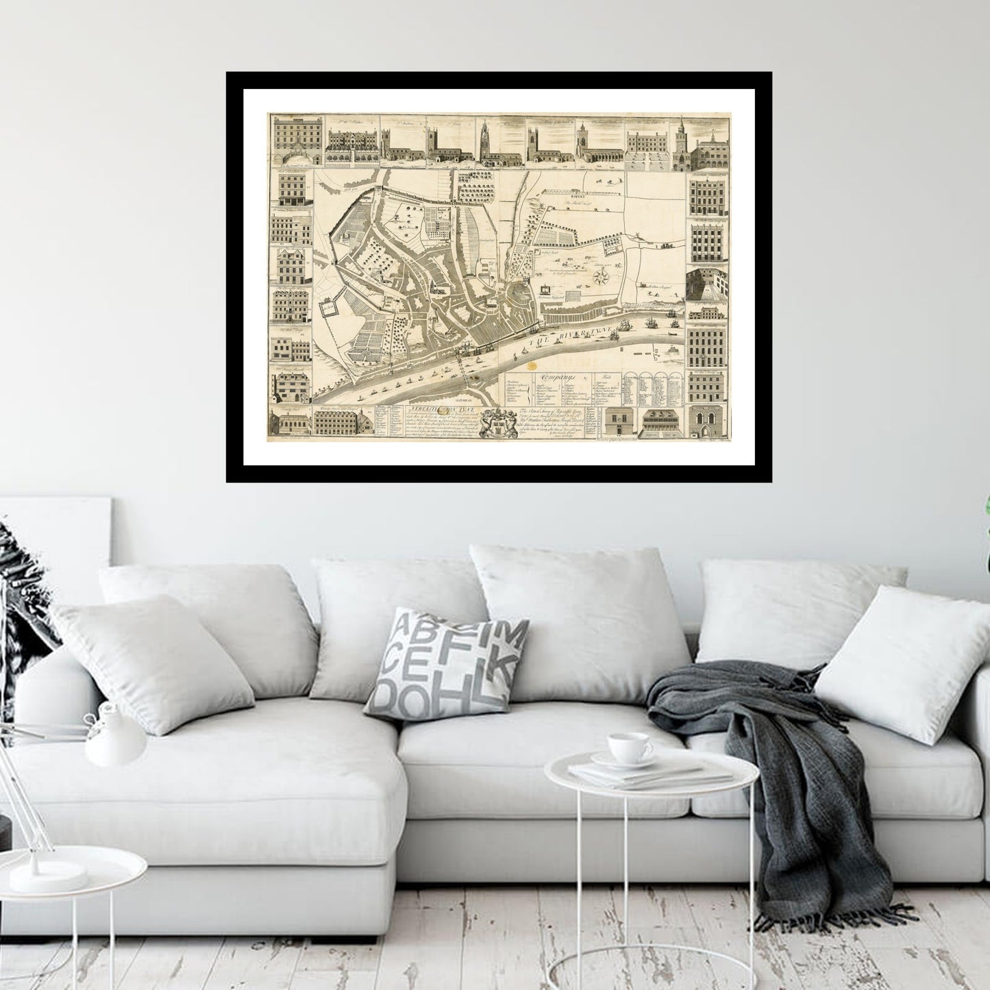 Antique map of Newcastle from 1723 - art print. Vintage poster from the old maps of United Kingdom collection