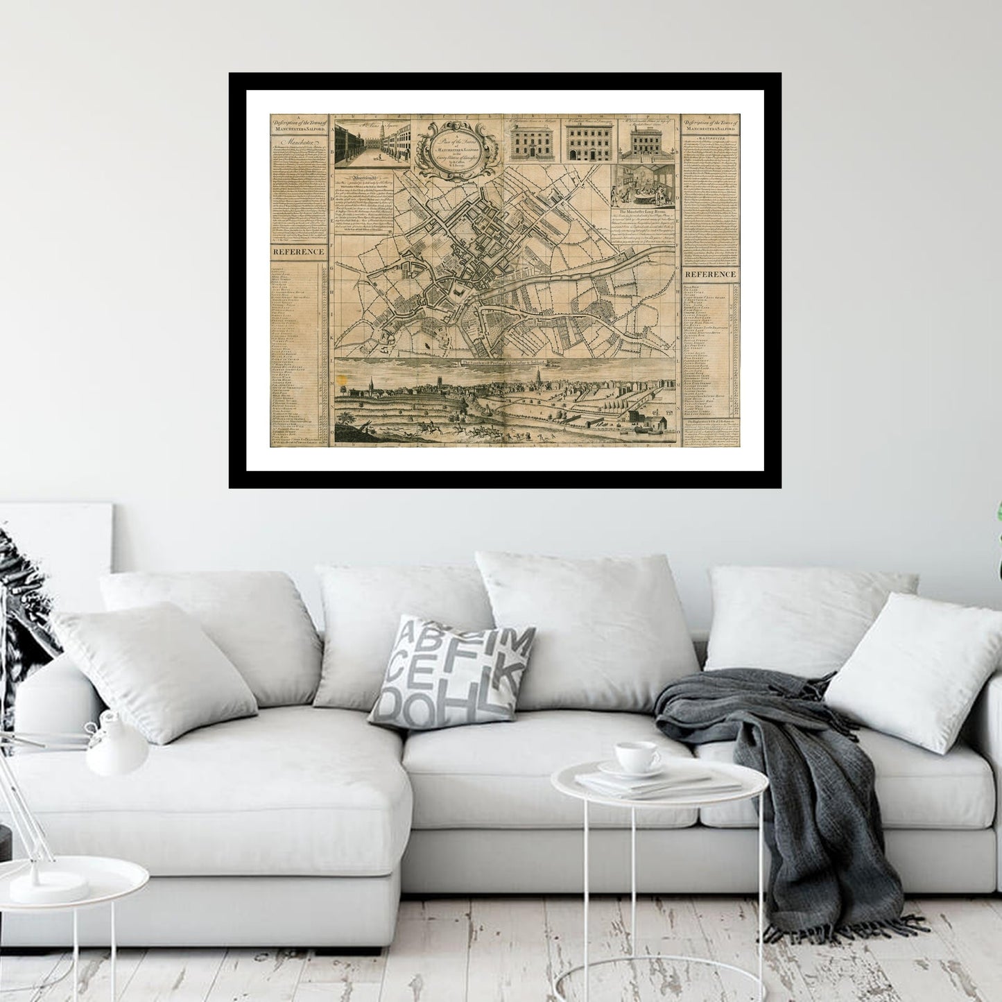 Antique map of Manchester from 1751 - art print. Vintage poster from the old maps of United Kingdom collection